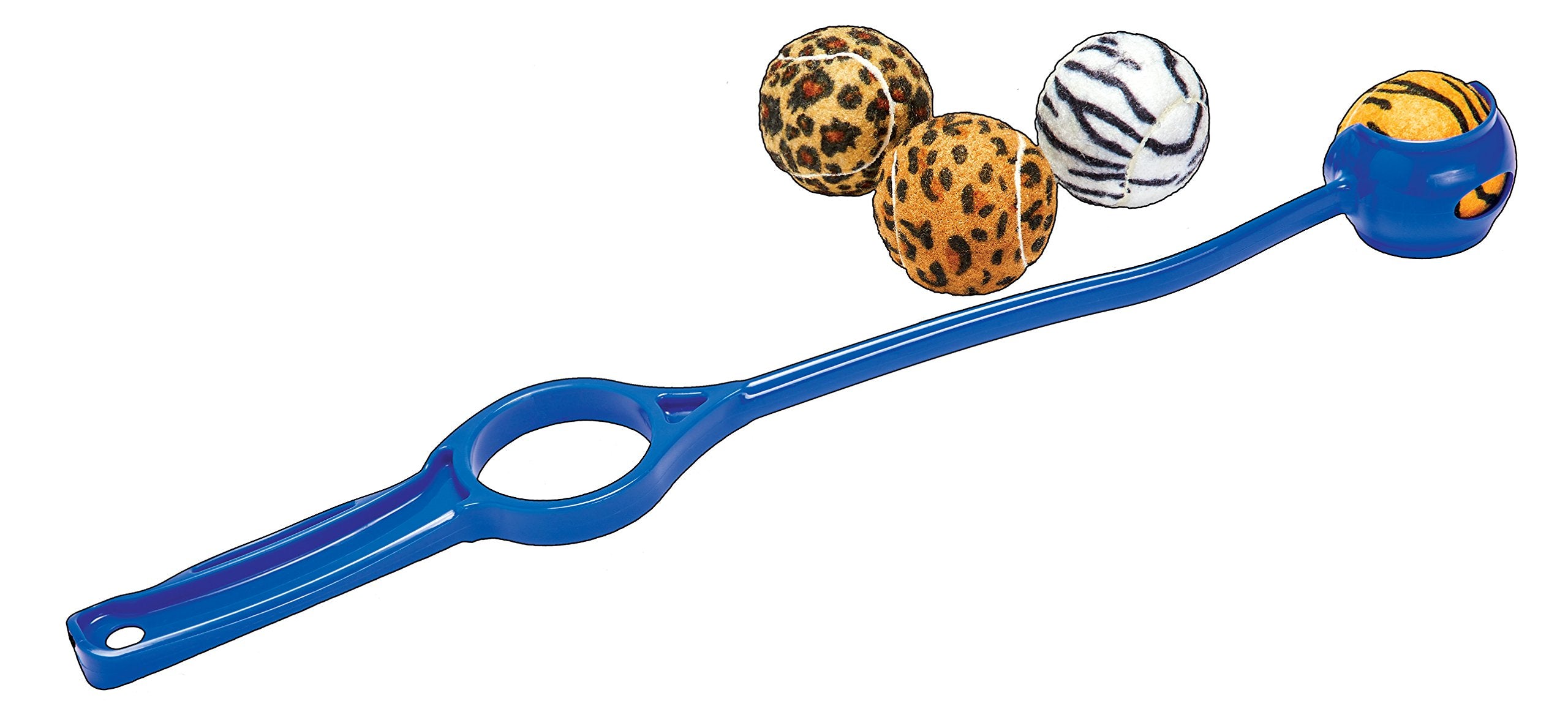 Unique Sports Launch-It Dog Ball Launcher With 4 Animal Print Squeaker Balls