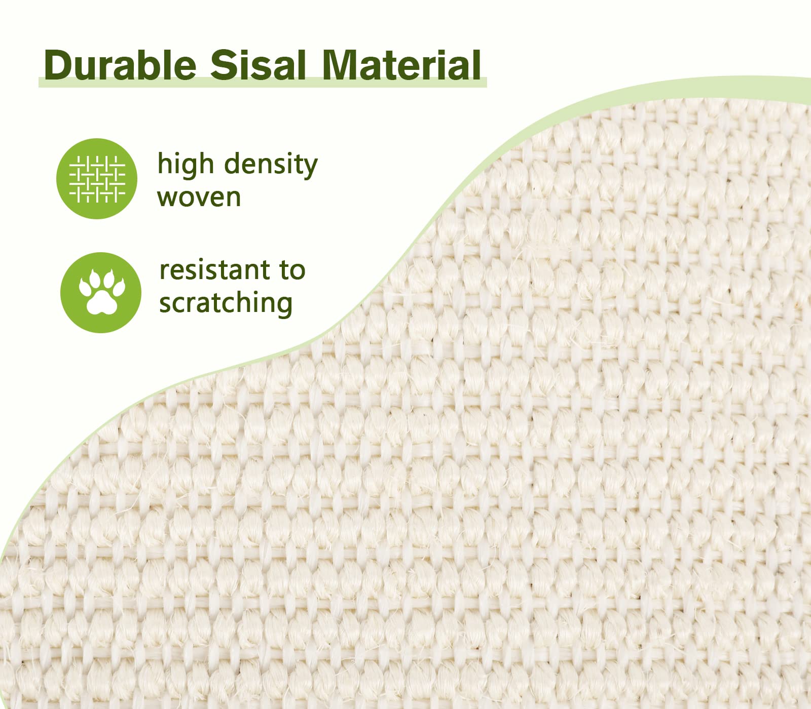 Pecute Cat Scratcher - Double-Sided Sisal Pad, 16.5x10.8in, Durable Wooden Structure, Beige