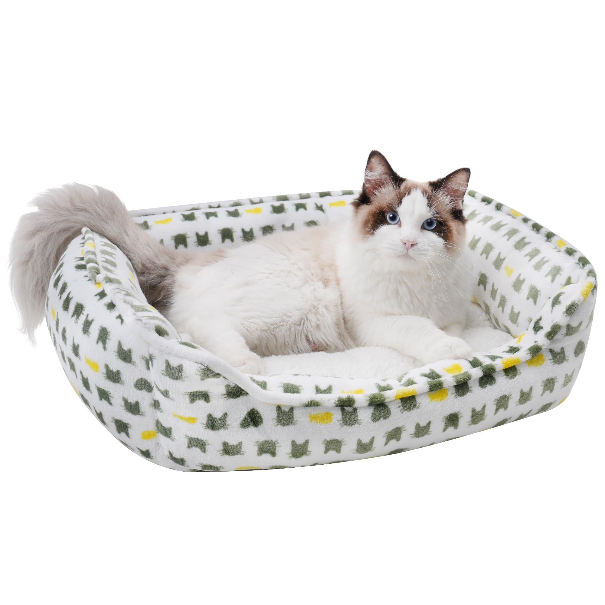 Aiwikide Dog Sofa Bed, Anti-Anxiety Puppy Cuddler Bed For Puppy Dog & Cat, Rectangle Washable Bed With White Mattress, Extra Sma