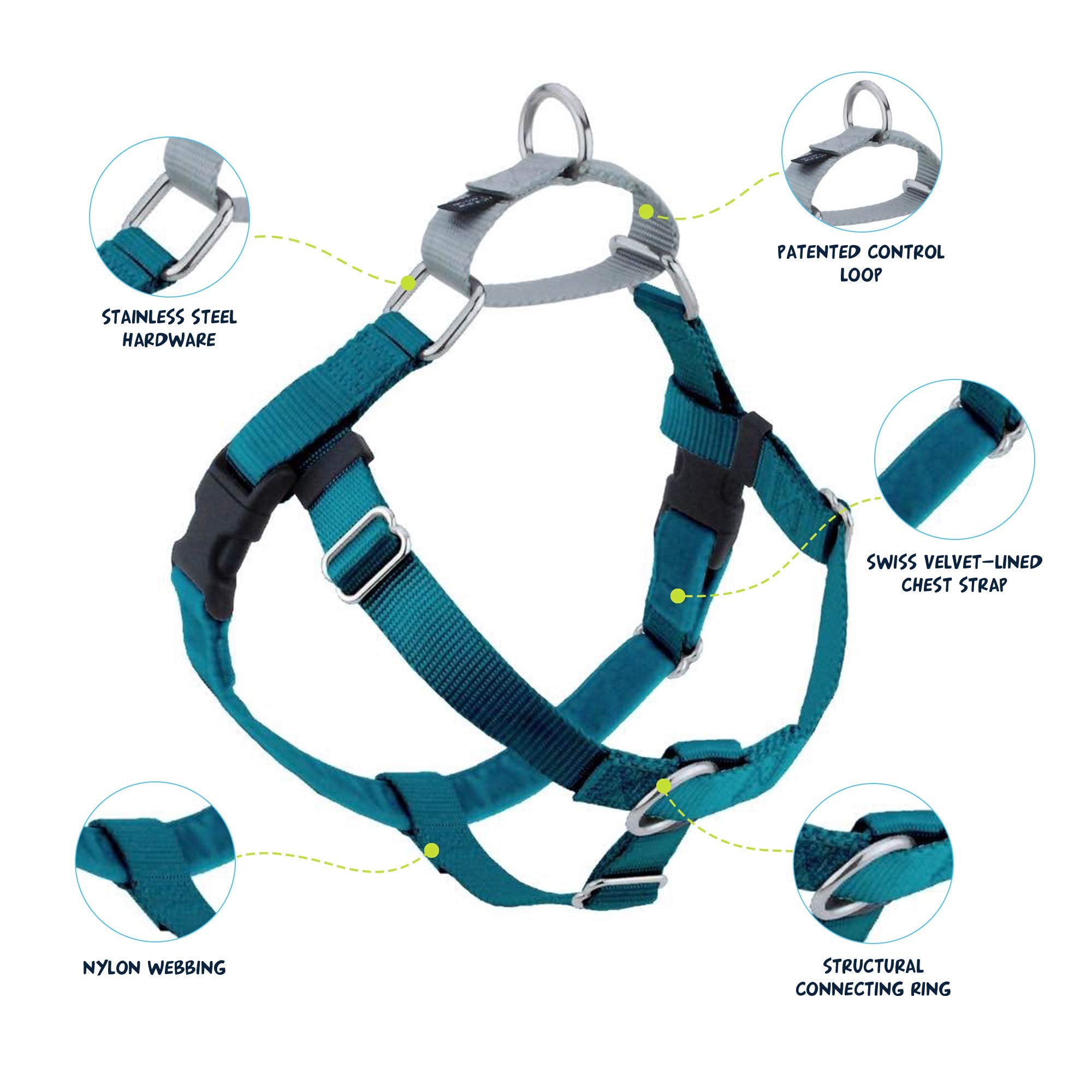 2 Hounds Design Freedom No Pull Dog Harness | Adjustable Gentle Comfortable Control for Easy Dog Walking |for Small Medium and L