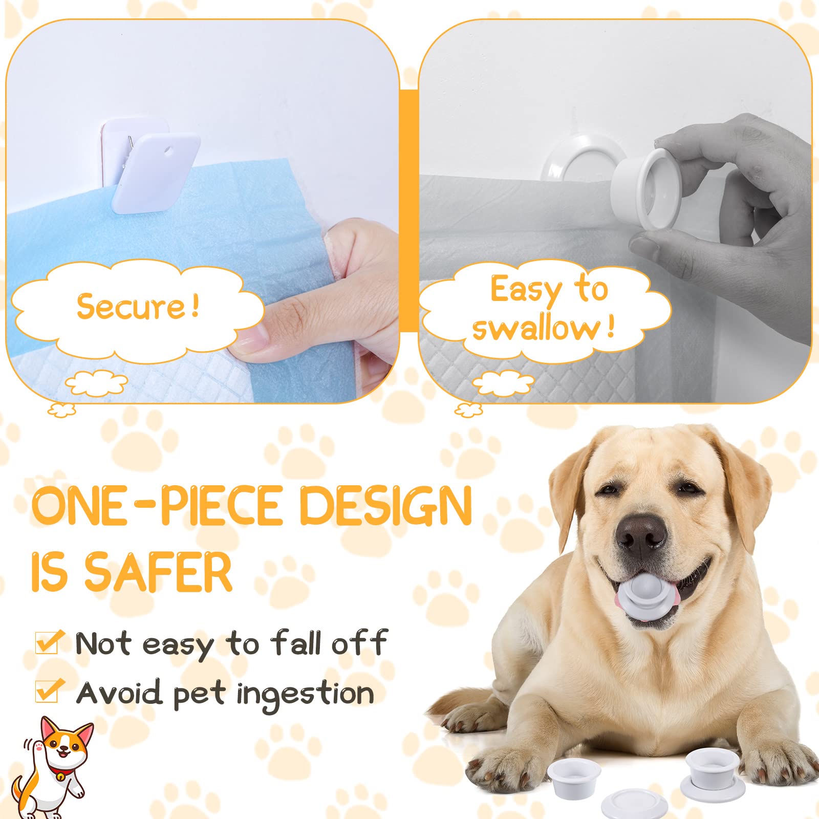 Yalikop 12 Pcs Dog Potty Training Pad Holder - Transparent Adhesive Clips, White