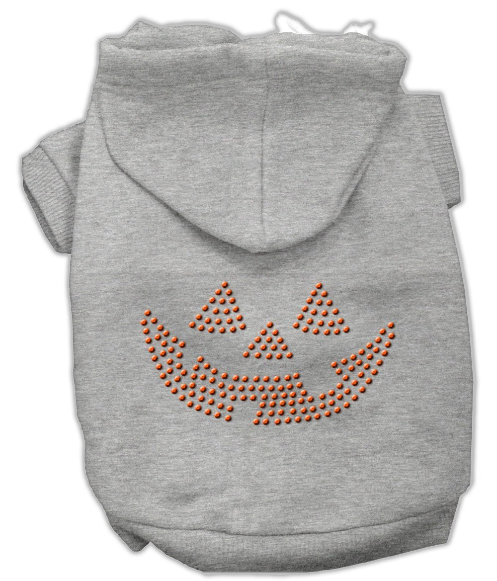 Halloween Pet Dog & Cat Hoodie Rhinestone, "Jack O' Lantern" Gray LG (10-14 lbs.)