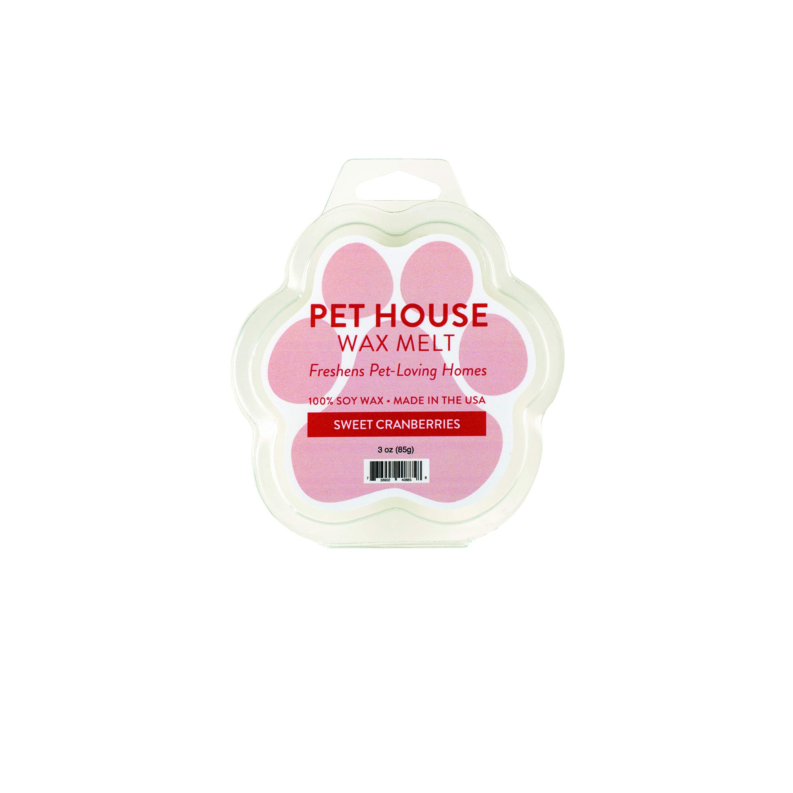 One Fur All Pet House Wax Melts - Sweet Cranberries Pack Of 2 - Odor Eliminating, Long-Lasting Scented, Pet-Friendly, Natural