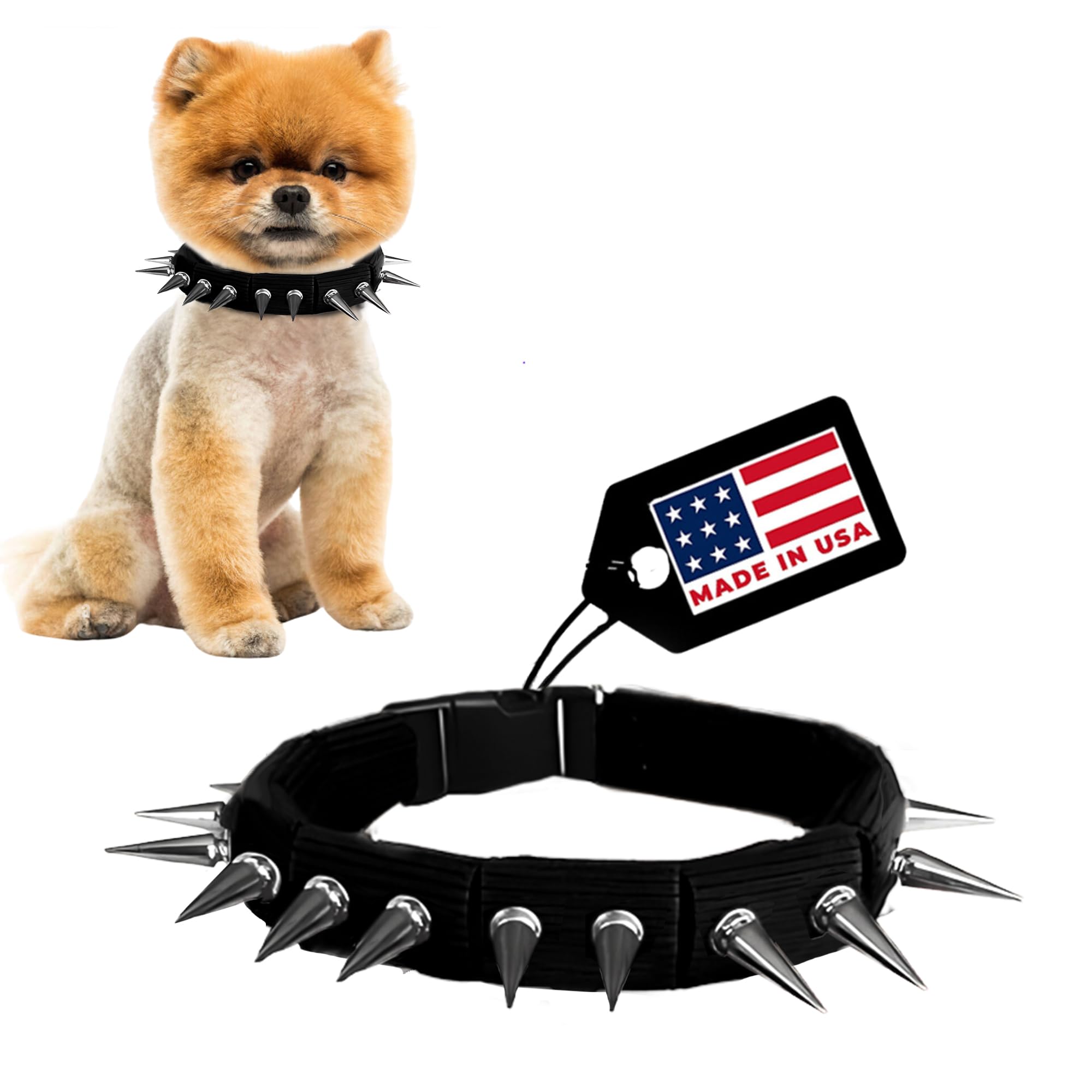 Coyotecollar Spiked Dog Collar - Large Black Spike Collar With Adjustable Studs For Protection Against Coyotes & Aggressive Dogs