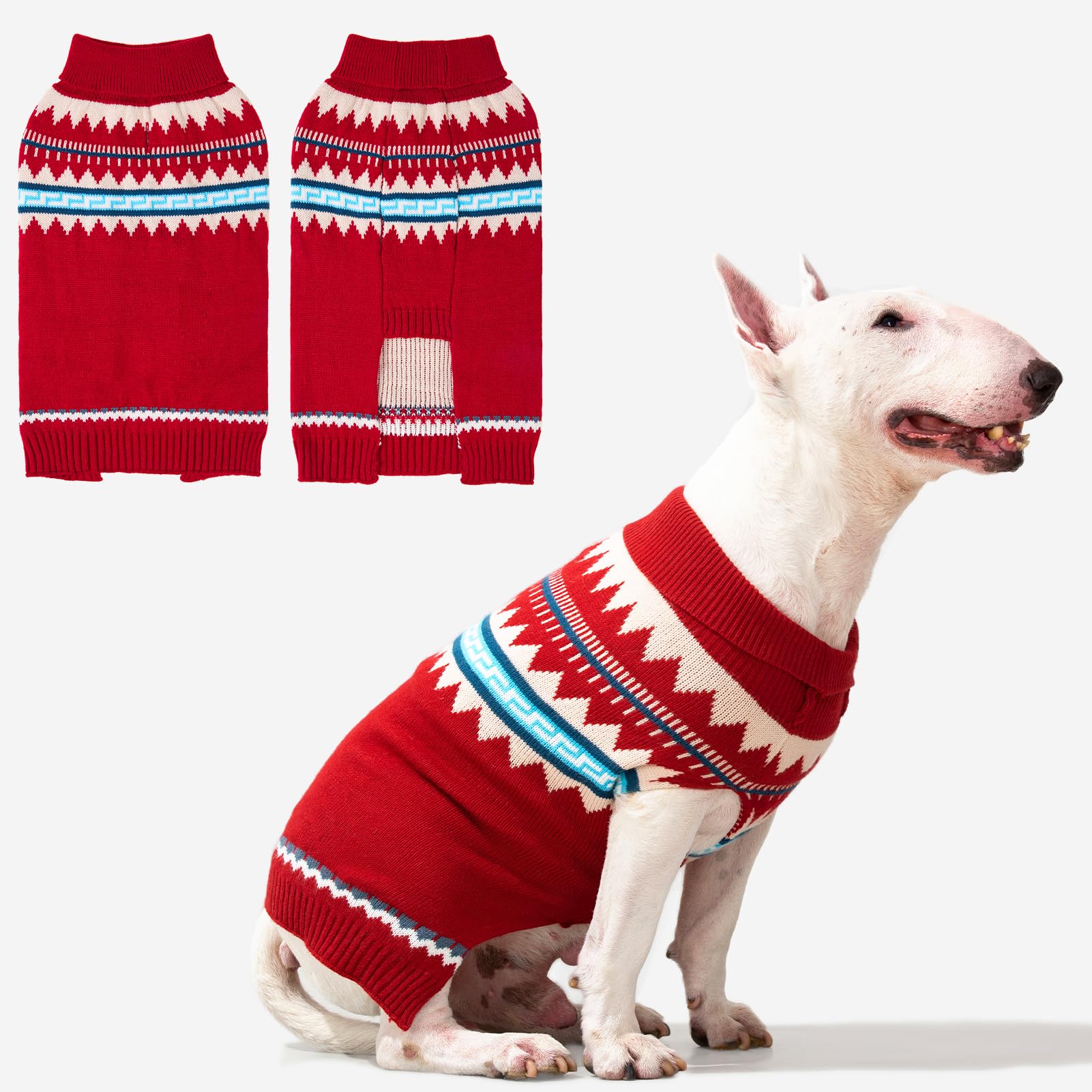 Bingpet Elastic Sweater For Medium Large Dogs - Sleeveless Turtleneck Knit For Fall Winter - Christmas Puppy Sweater For Girls B