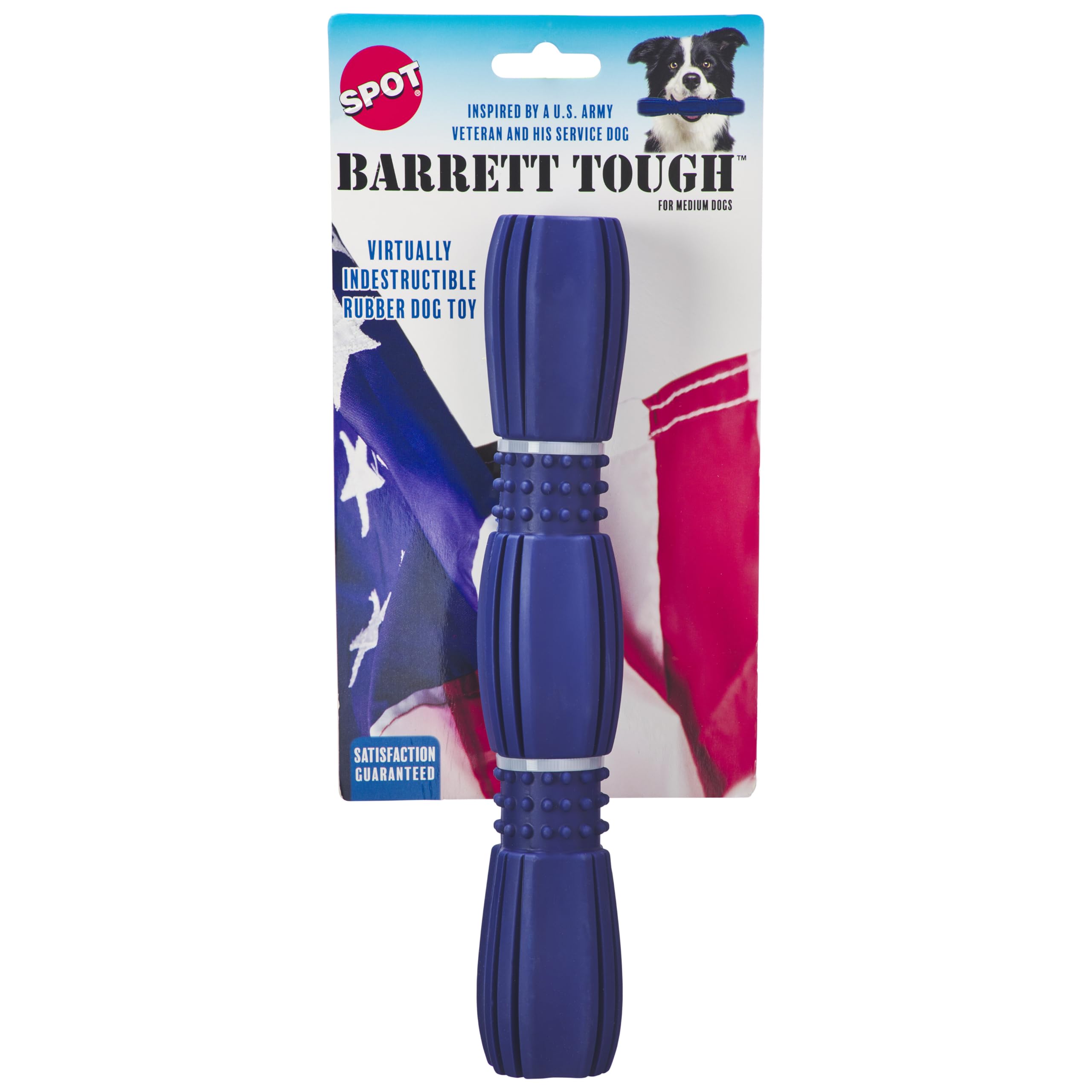 Spot Barrett Tough Retriever Stick For Medium & Large Dogs - Virtually Indestructible Solid Rubber Dog Toy For Aggressive Chewer