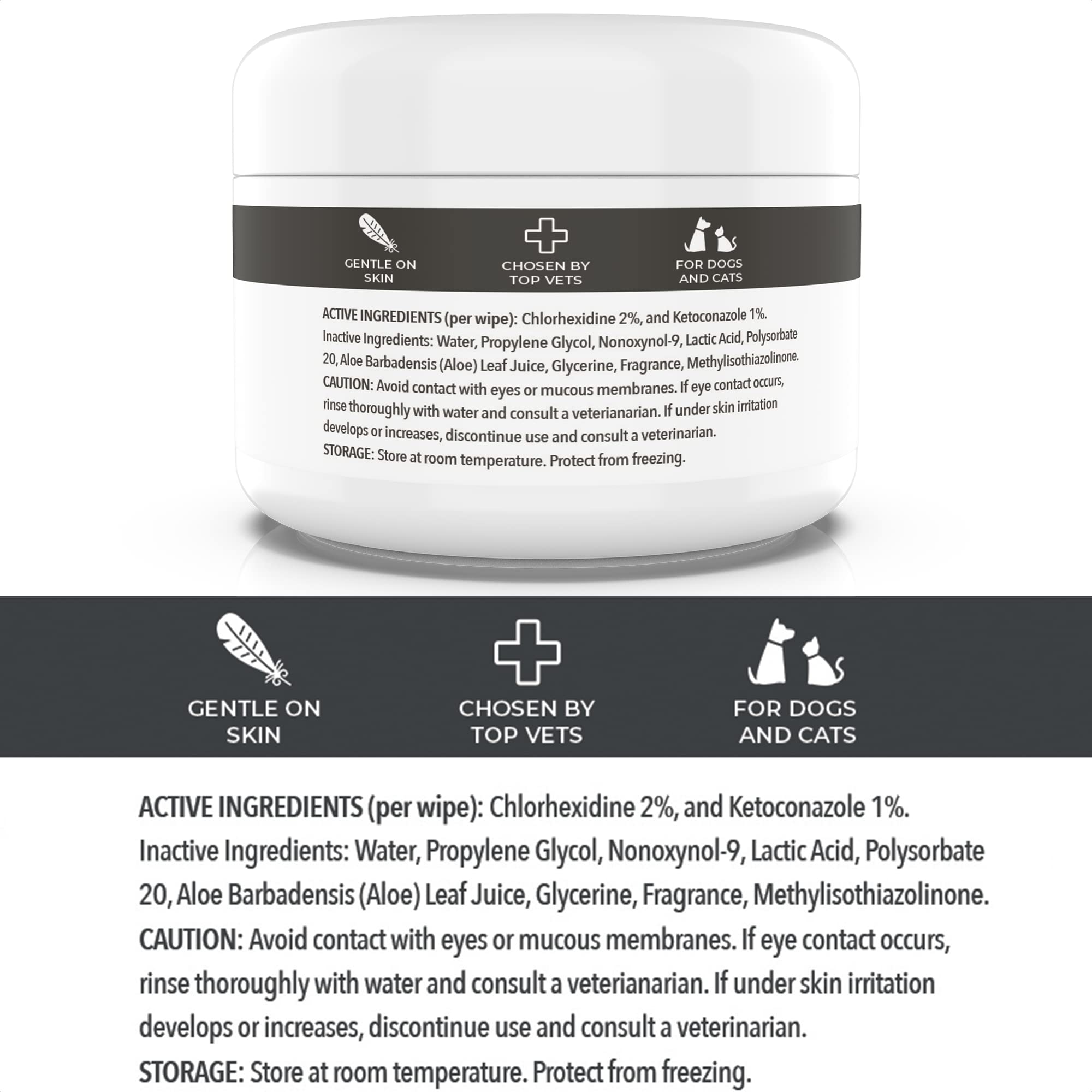 Smiling Paws Pets Antibacterial & Antifungal Wipes for Dogs & Cats with Chlorhexidine & Ketoconazole