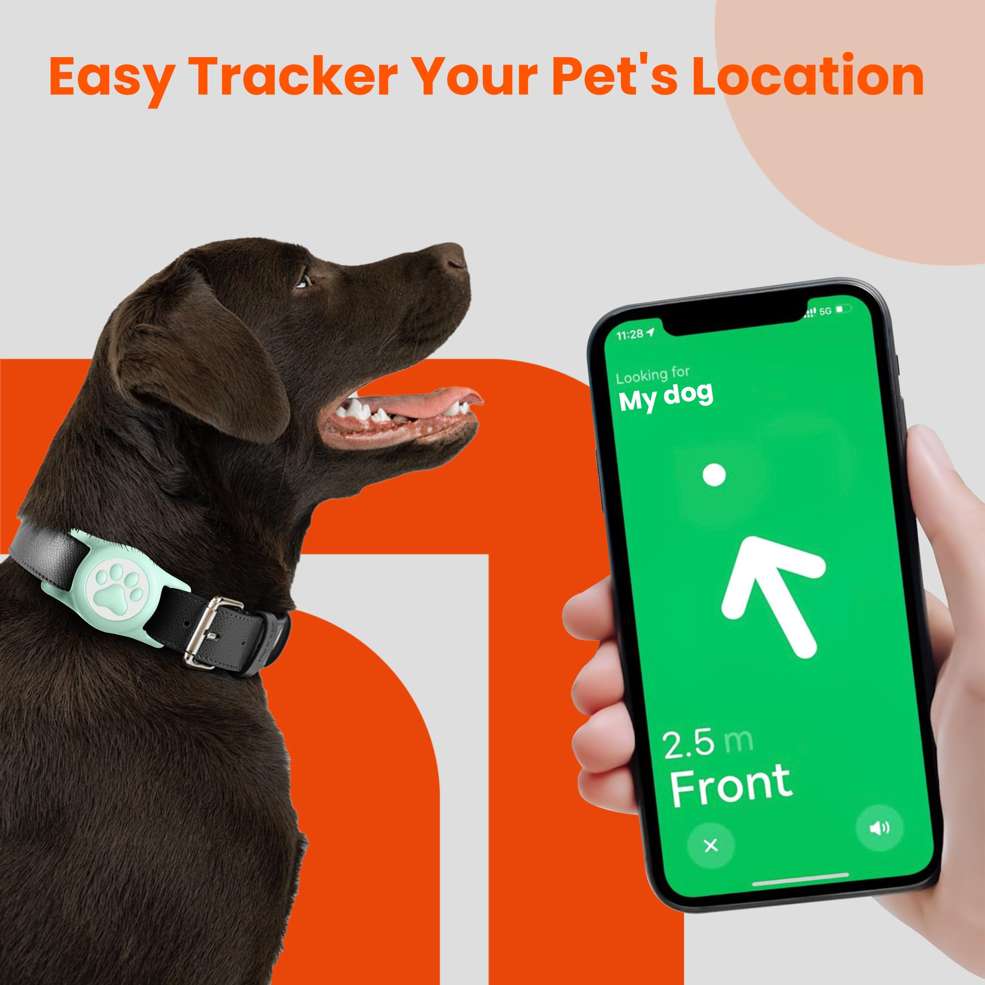 ILFINDYOU Waterproof Silicone Airtag Dog Collar Holder, Light Green, IP68 Waterproof for Apple Air Tag