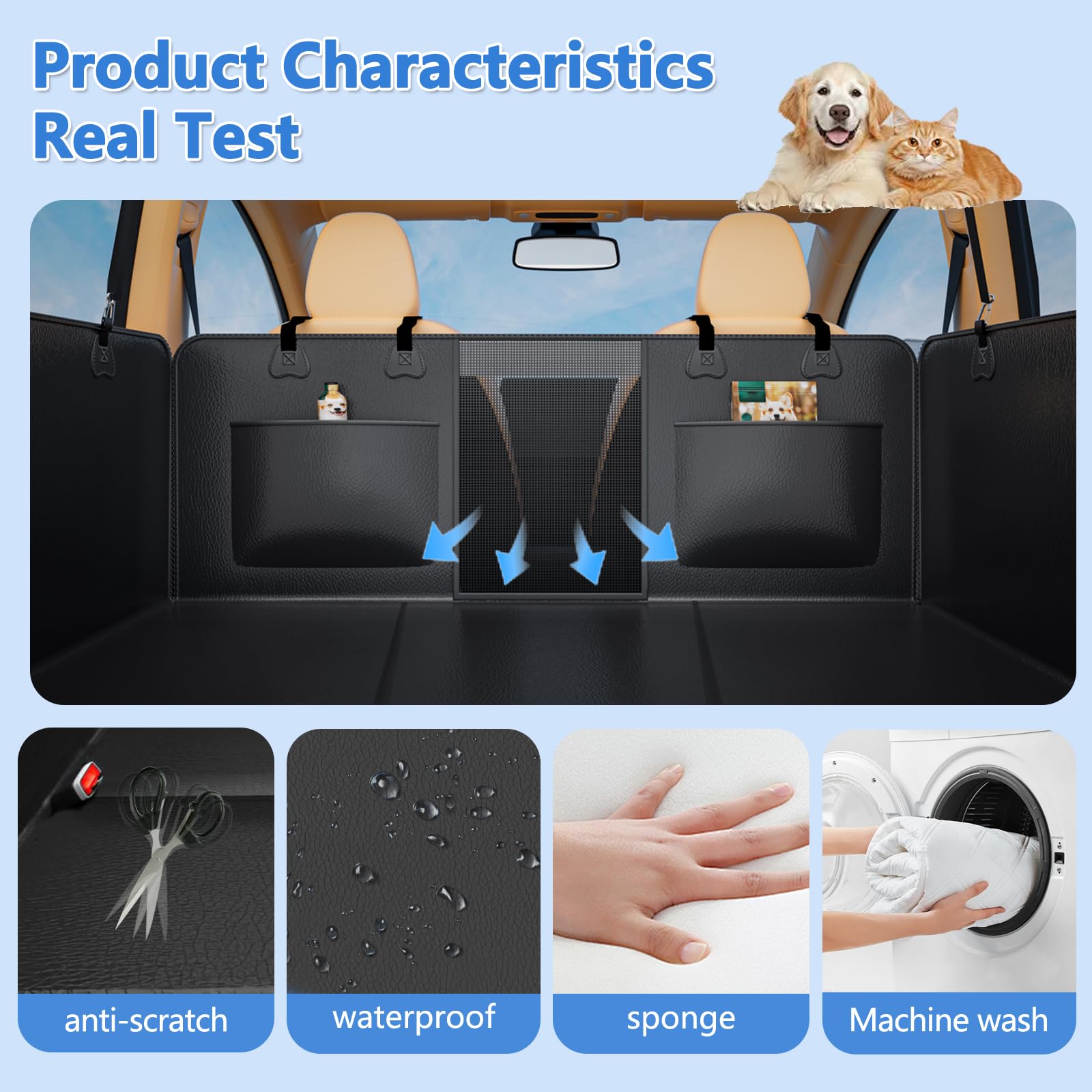 Yfchangle Pu Leather Back Seat Extender For Dogs,Waterproof Back Seat Pet Cover For Dogs,Scratch-Proof Dog Car Seat Cover With H