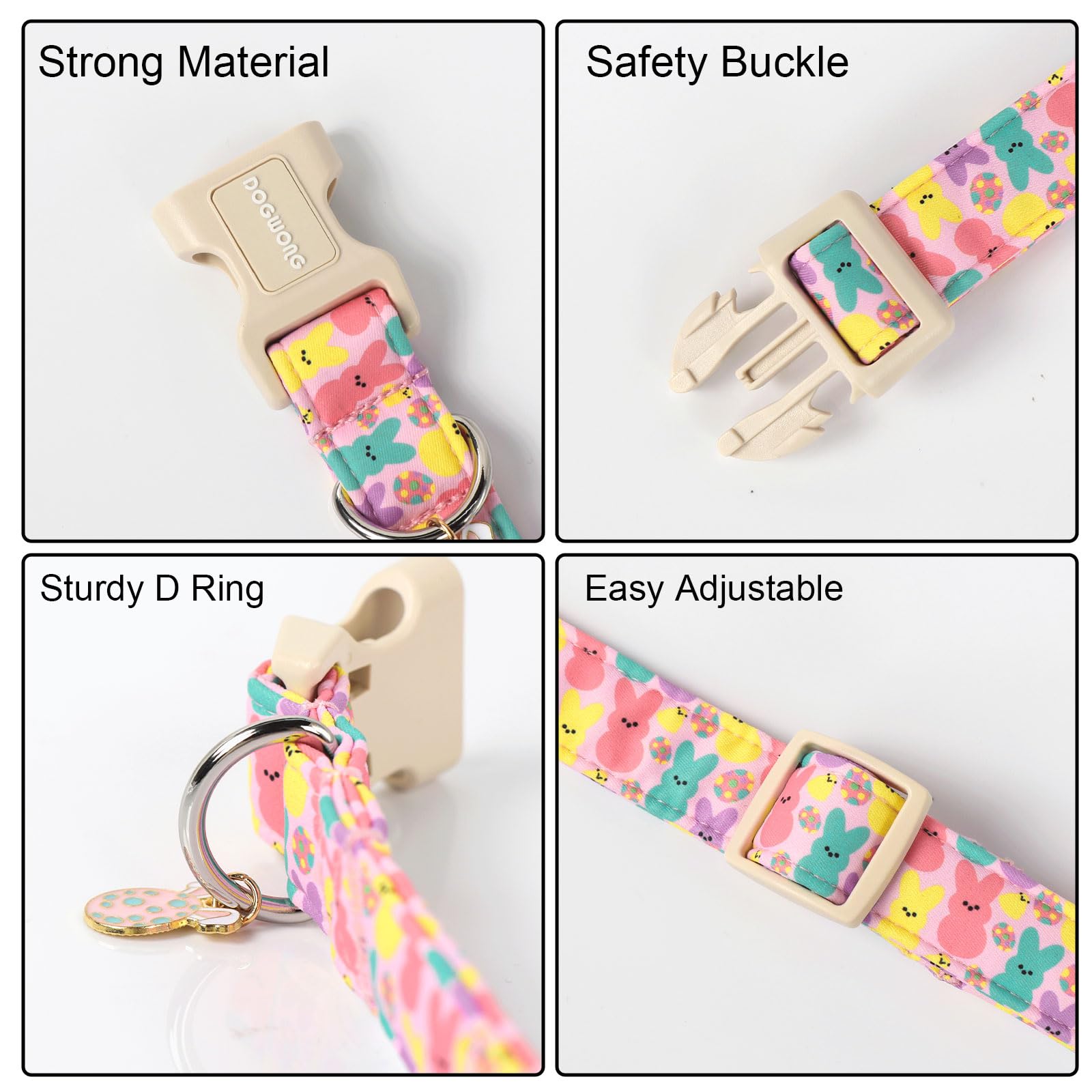 Dogwong Cute Bunny Eggs Easter Dog Collar - Pink Babbit Pet Collar For Small & Medium Dogs