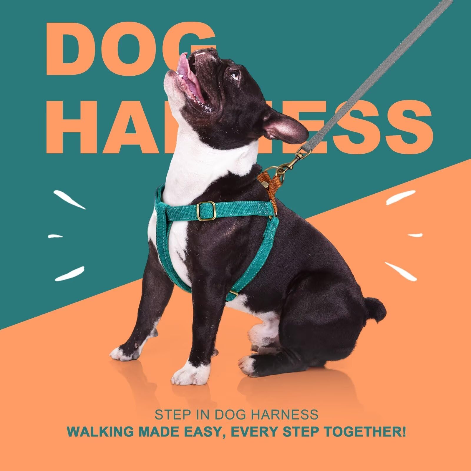 Didog Step In Dog Harness With Metal Buckles, Freedom Nylon Dog Halter Vests For Medium Dogs Easy Walking Training(M:Chest 19-28