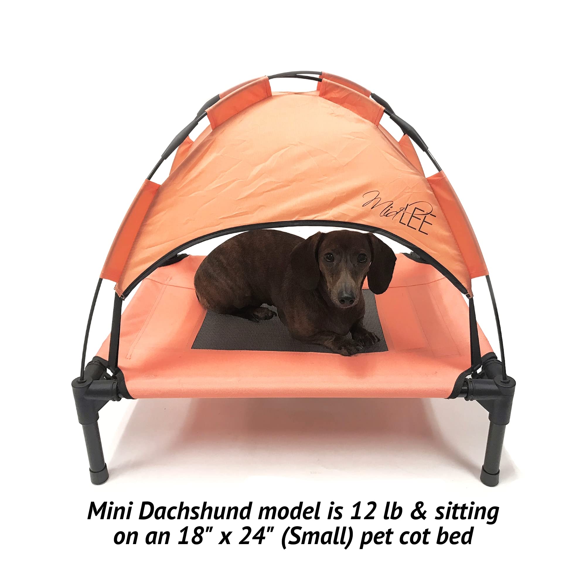 Midlee Salmon Dog Cot With Canopy (30'' X 36'')