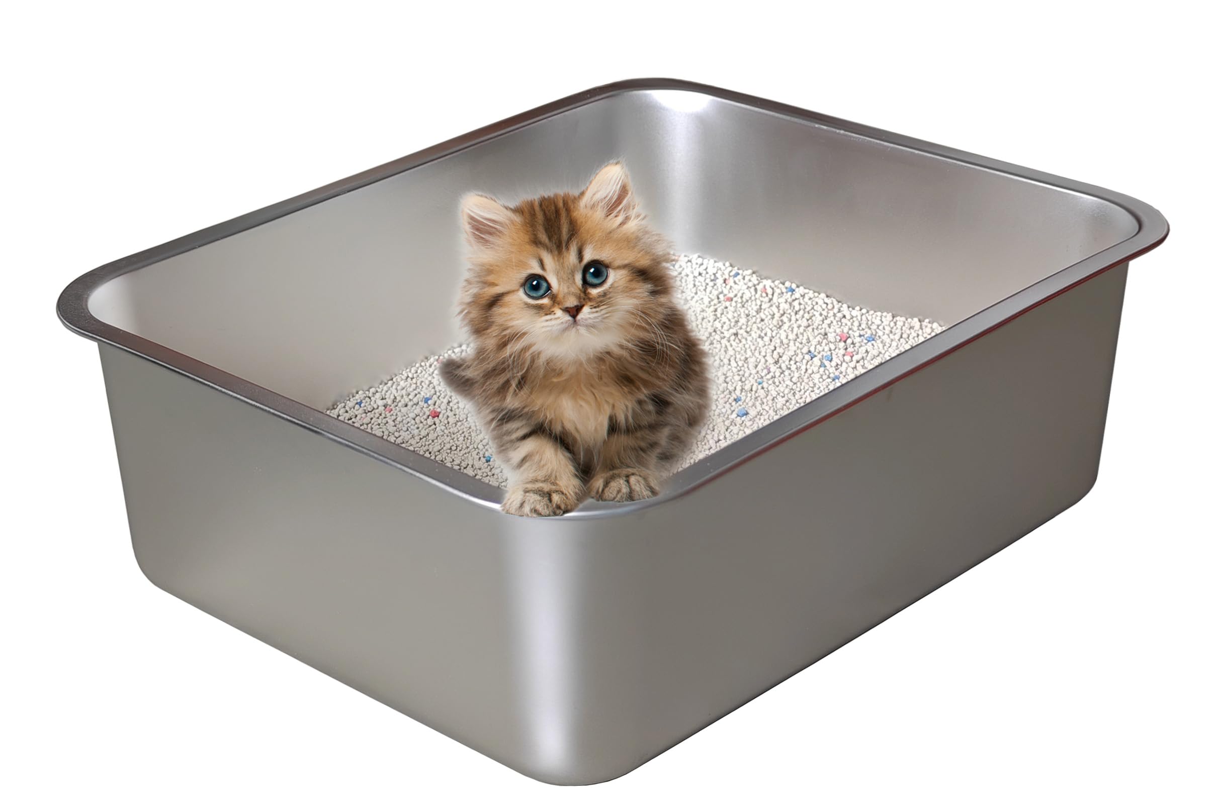 [2 - Piece Set] [Foxoru] Stainless Steel Cat Litter Box Set, With Splash - Proof And Odor - Resistant Design, Easy To Clean, Stu