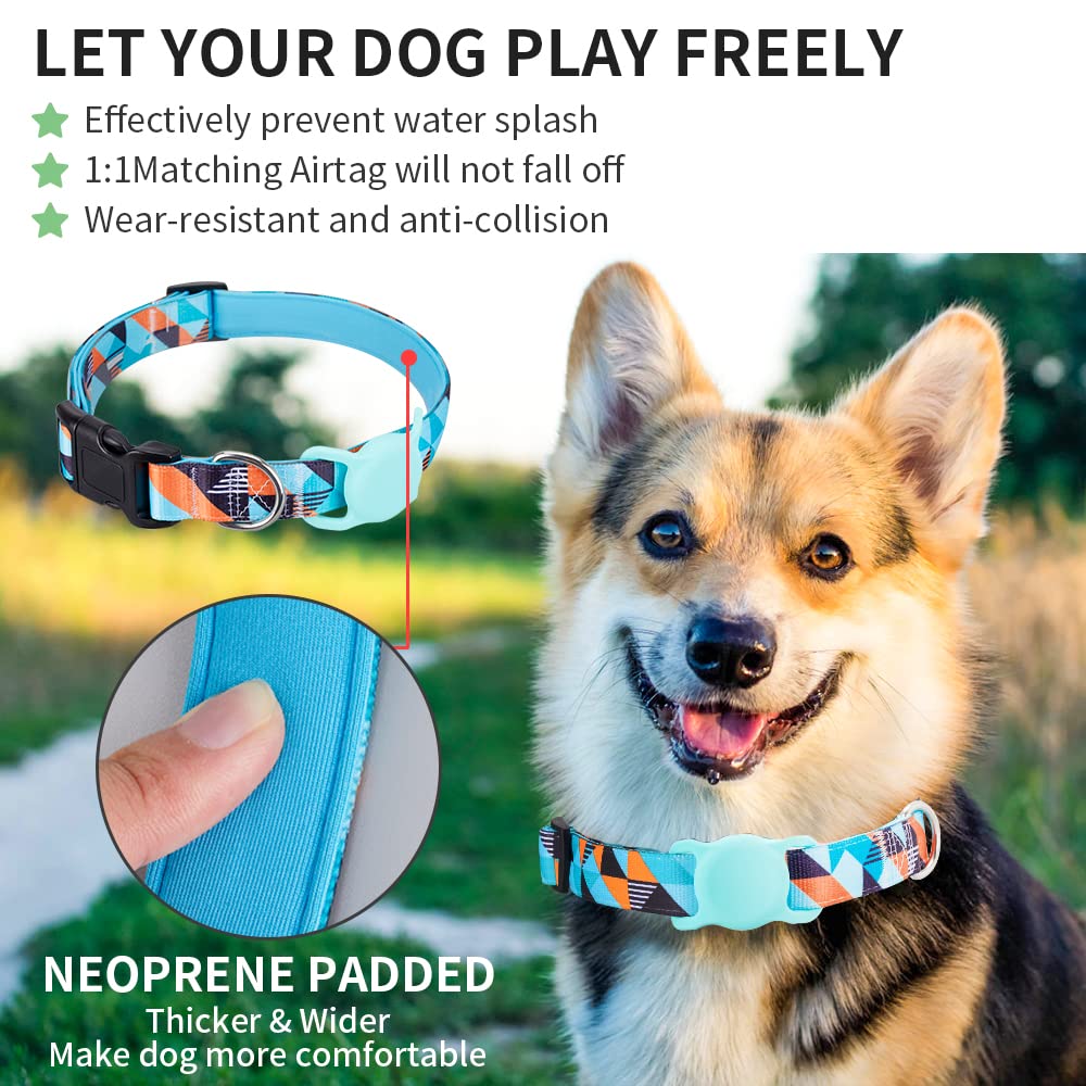 Airtag Cat Collar, Animire Soft Neoprene Padded Air Tag Collar For Extra Small Dogs, Polyester Puppy Pet Collar With Silicone Airtag Case Holder Accessories, 8'-12' Neck