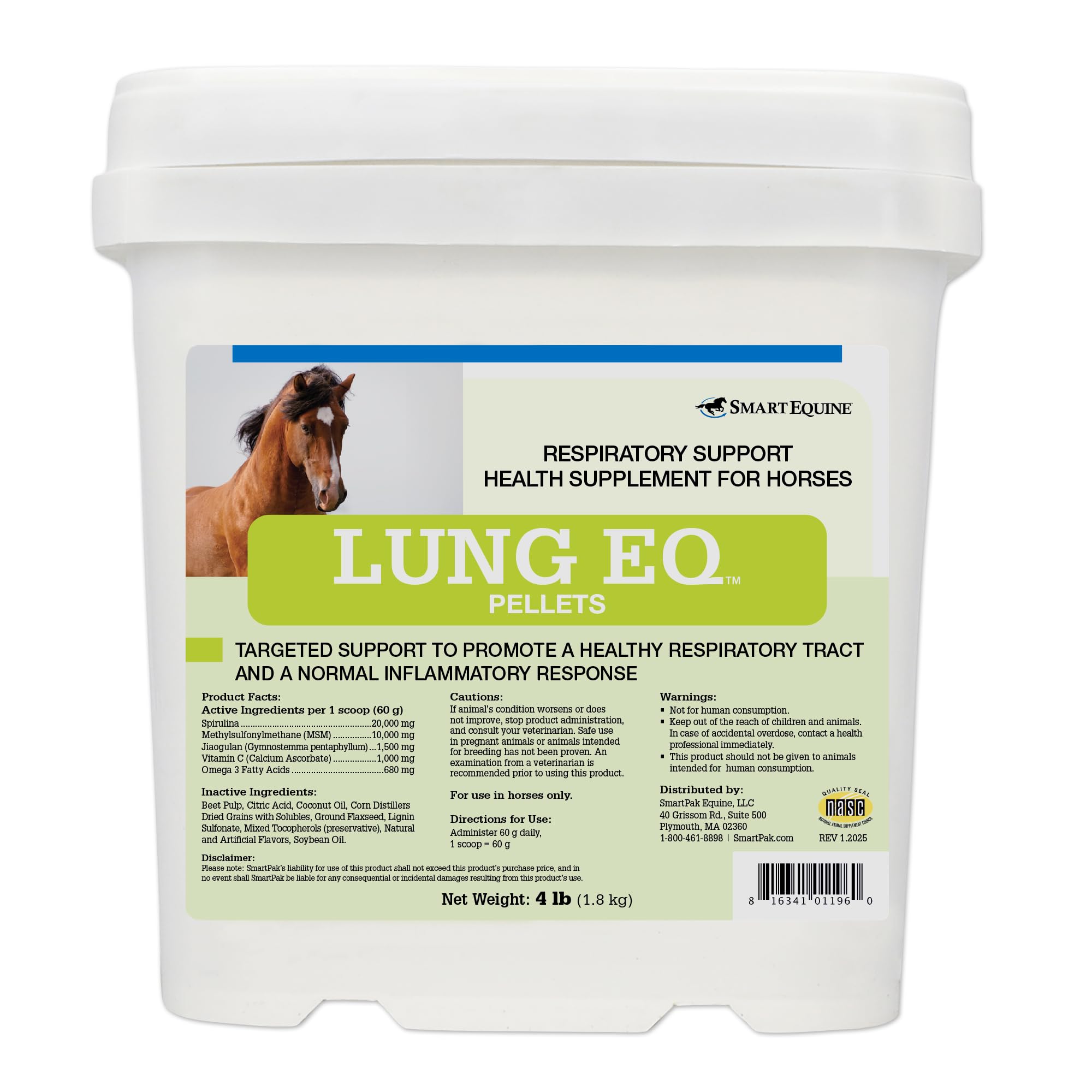 SmartEquine Lung EQ Pellets for Respiratory Support | Horse Health | Spirulina for Horses with Antioxidants, Herbs, Minerals | E