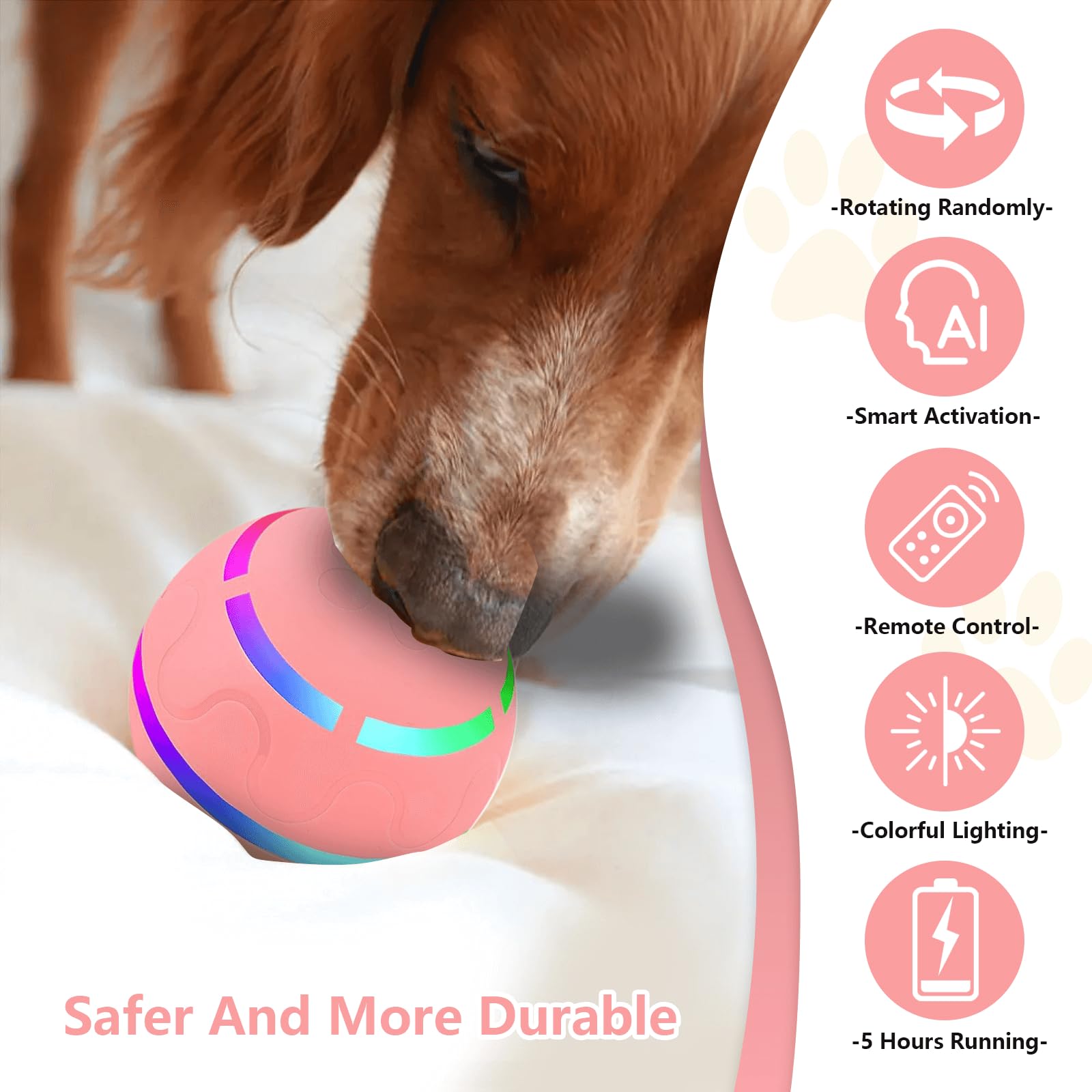 Rollie Pet Electric Dog Toy, Interactive Chew Bouncing Balls for Dogs, Electric Launcher Durable Automatic Rolling Vibrating Dog