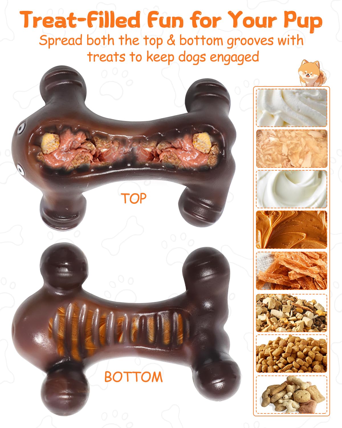 Krauzpet Dog Toys For Aggressive Chewers Large Medium Breed Dogs, Interactive Treat Fillable Enrichment Chew Toy, Indestructible