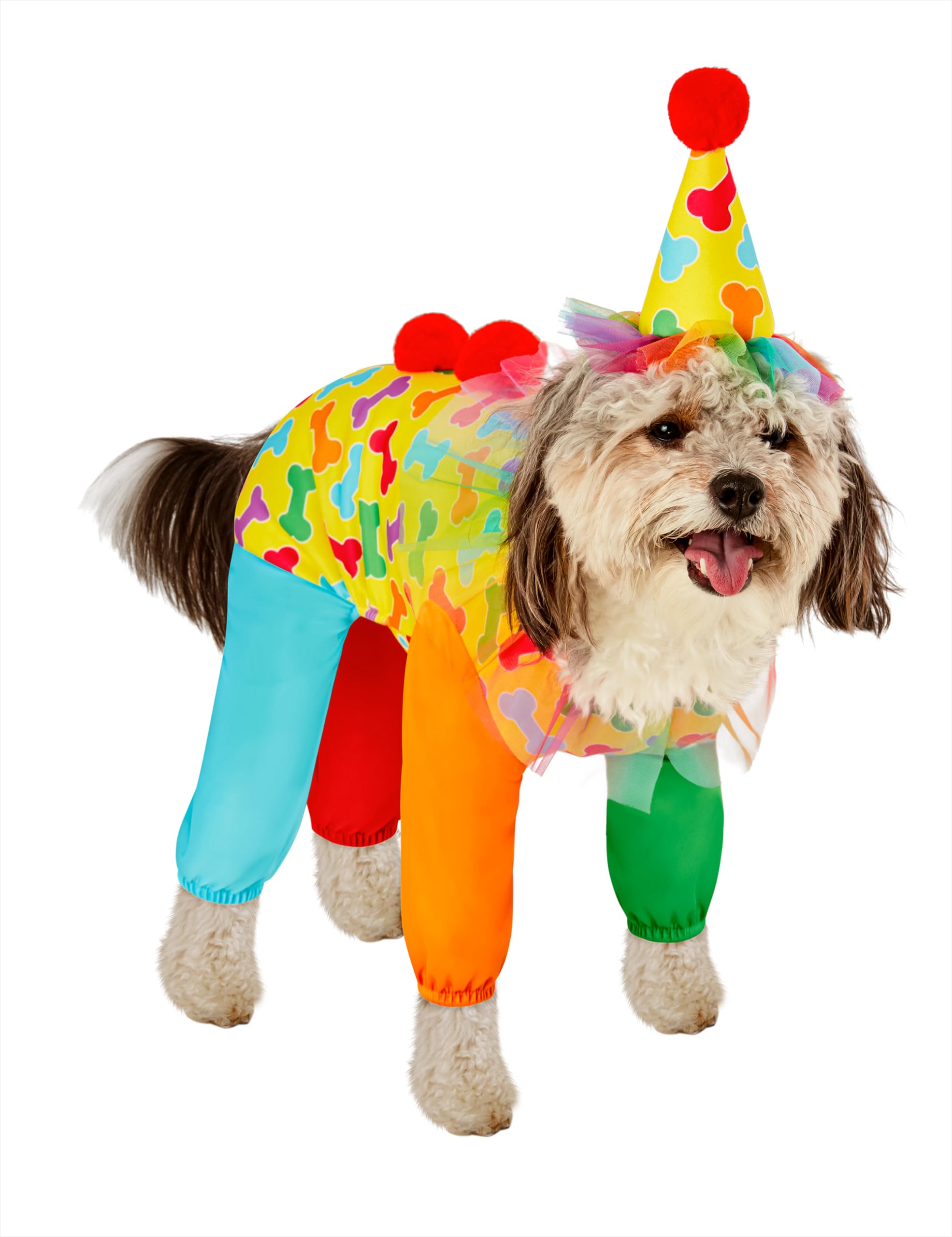 Rubies Clown Fun and Cute Pet Costume Jumpsuit, Hat, and Backpack for Themed Parties and Halloween, X-Large