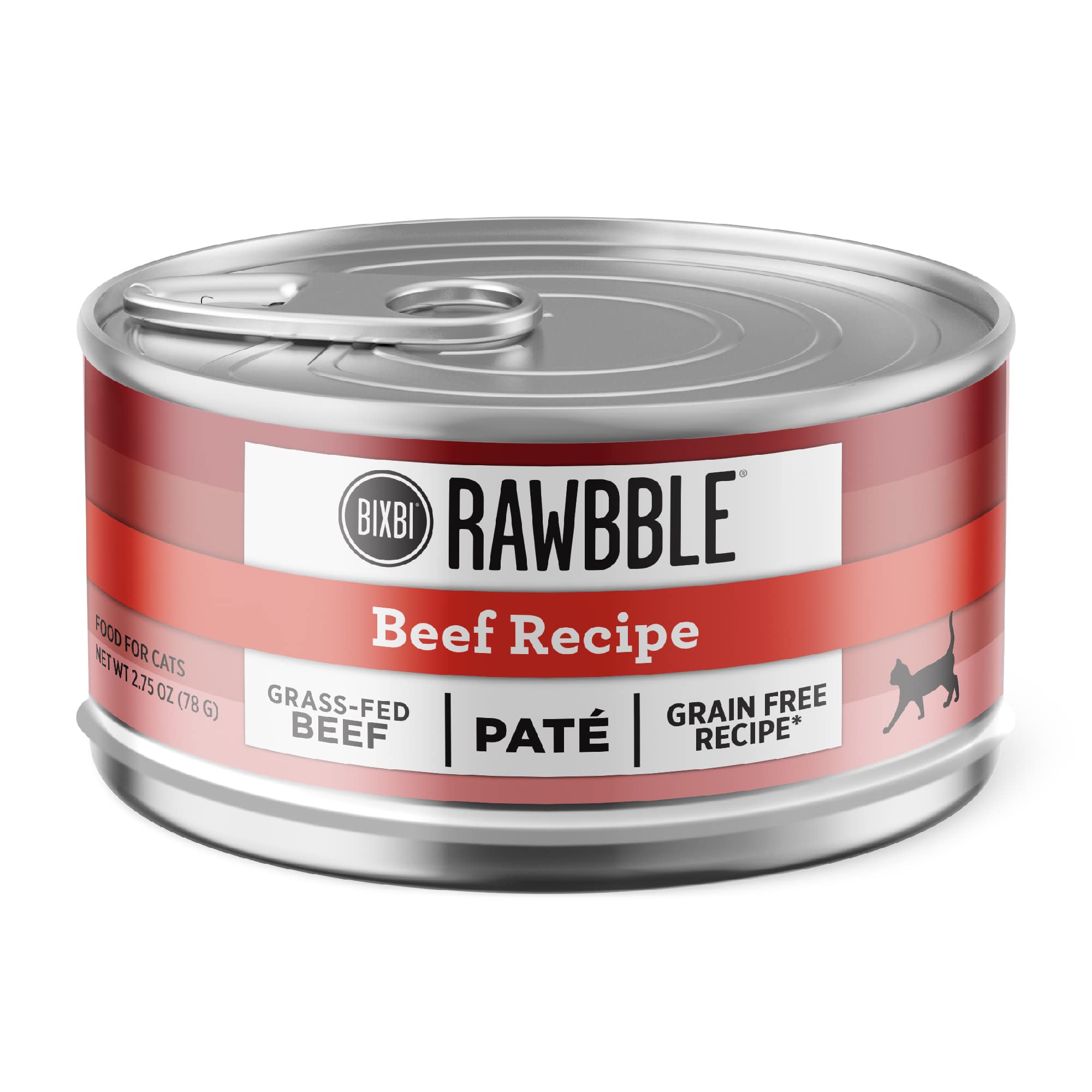 BIXBI Rawbble Beef Pate Recipe Cans - Grain Free, Protein Rich Wet Cat Food - (2.75 Ounce Cans, Case of 24)