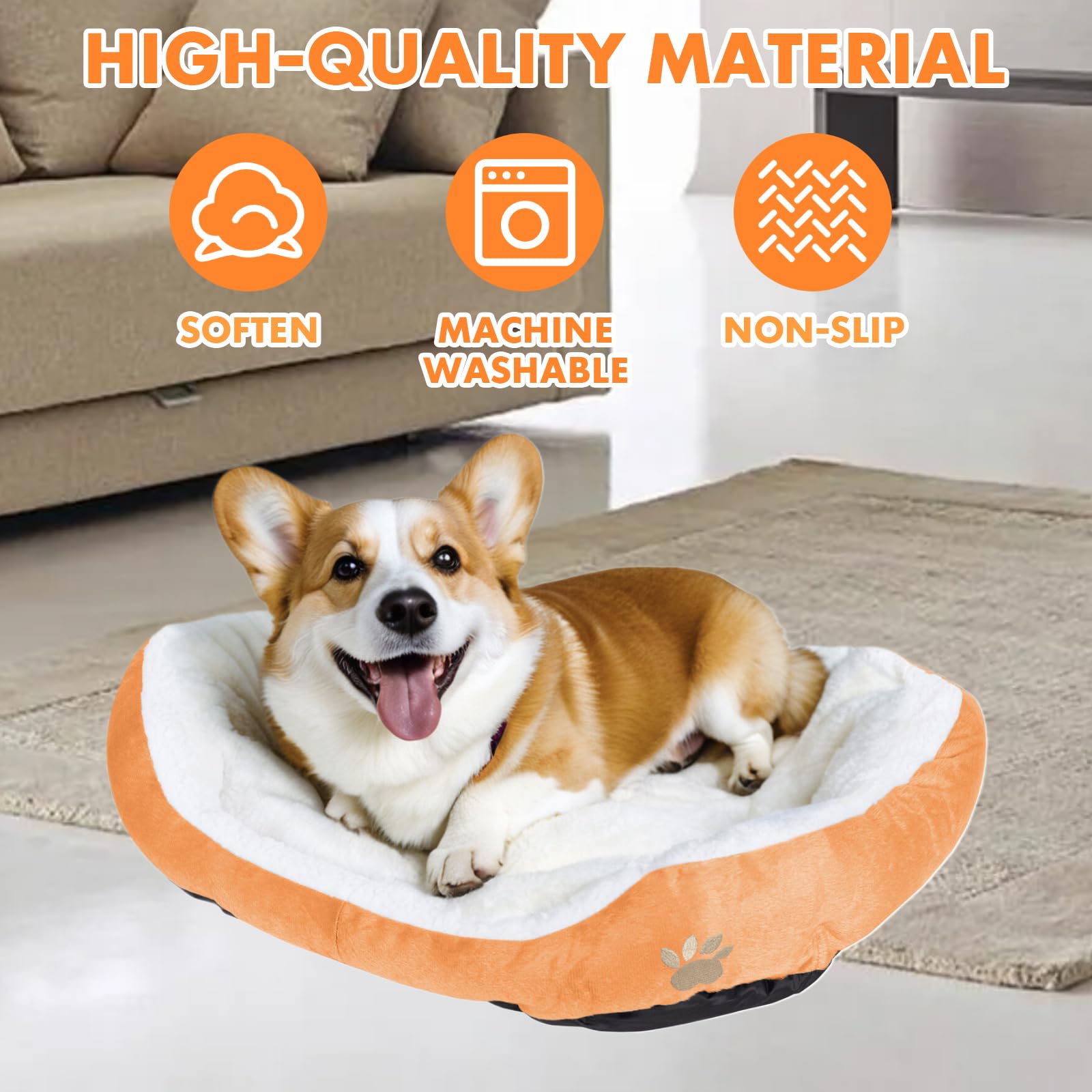 Round Dog Cat Beds Mattress Washable Pads Room, Soft Durable Plush Faux Fur Sleeping Pet Fleece Bed Mat for Small Doggy Kitten P