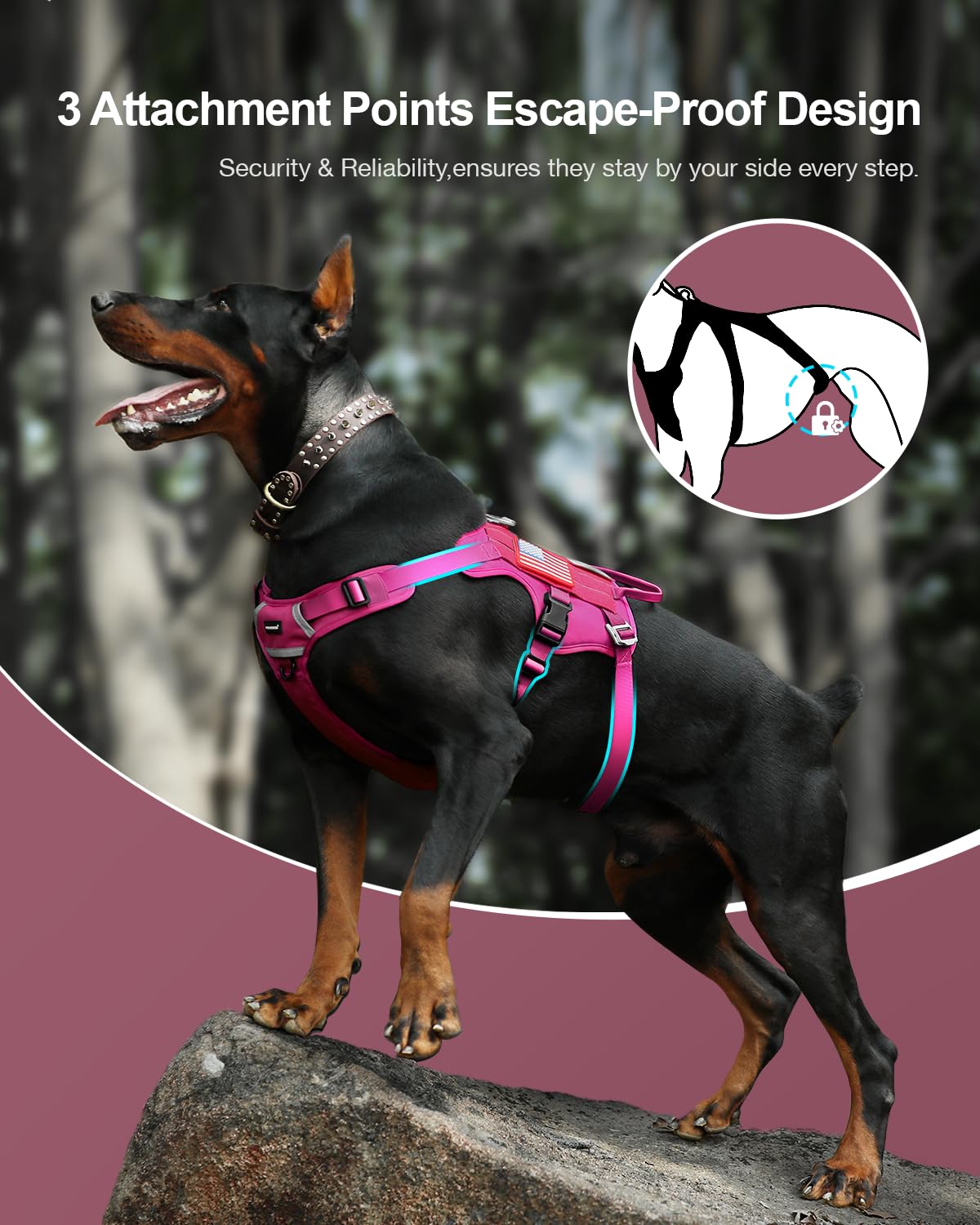 FAYOGOO Tactical Dog Harness for Large Dogs - Mesh Breathable Dog Harness Escape Proof with Handle - No Pull Military Service Do