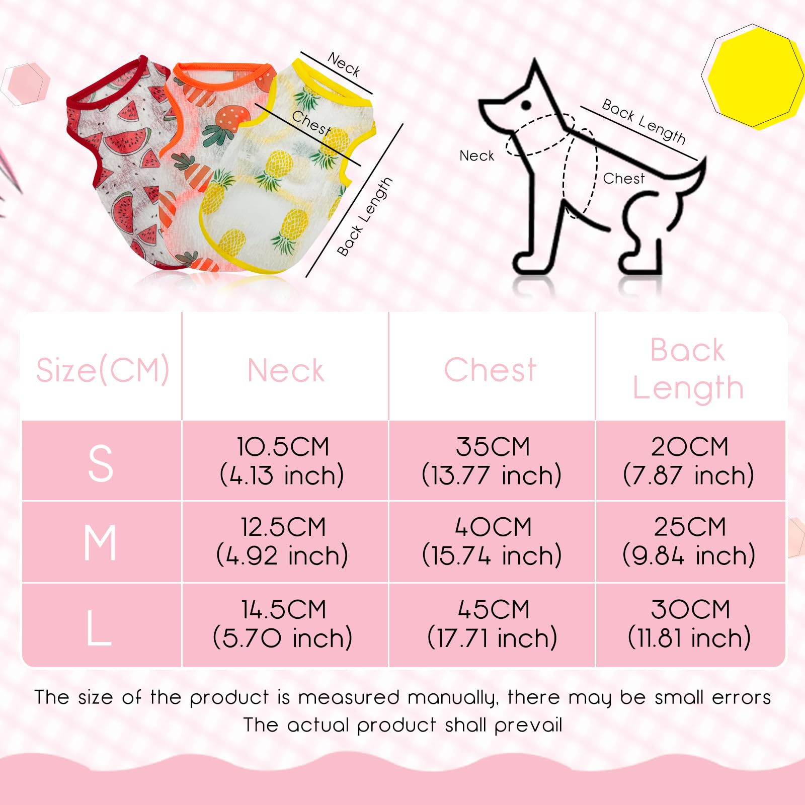 Andiker 3Pcs Cat Clothes, Breathable And Quick-Drying Cat And Dog Clothes With 2 Pets Clothes Hangers Printed Cute Patterns Cat