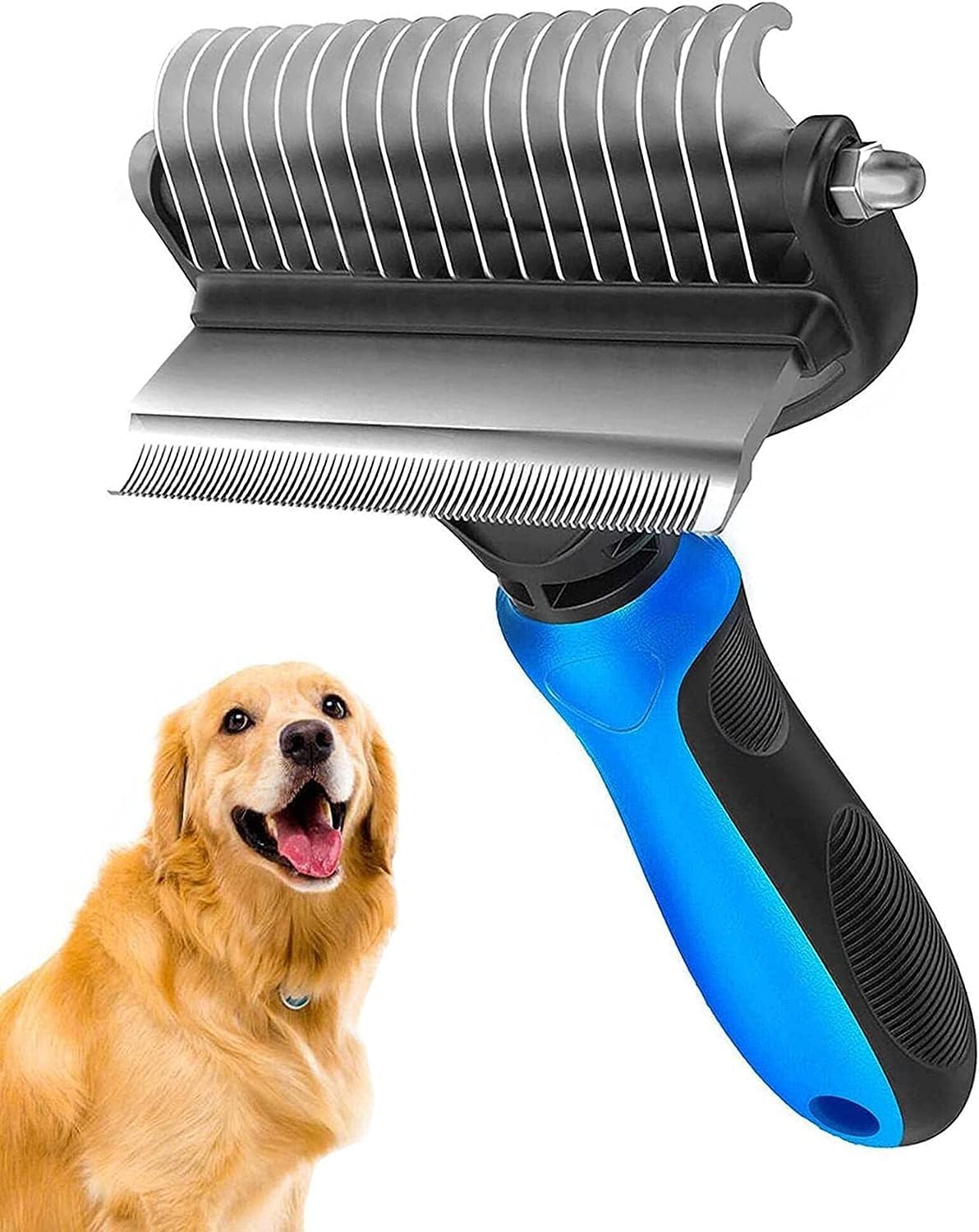 Uttarzone Pet Grooming Brush For Dogs/Cats,2 In 1 Deshedding Tool & Undercoat Rake Dematting Comb For Mats,Reduces Shedding By U