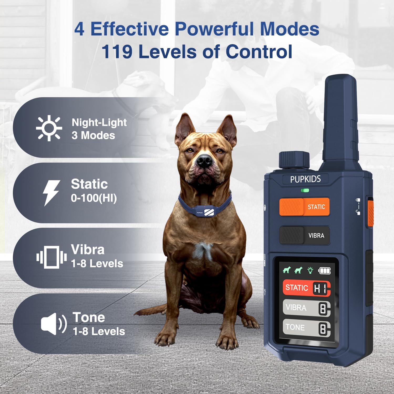 Dog Training Collar With 3 Night Lights- 4200 Ft Innovative E Collar For Dogs Training 119 Training Levels, 100% Safe Waterproof