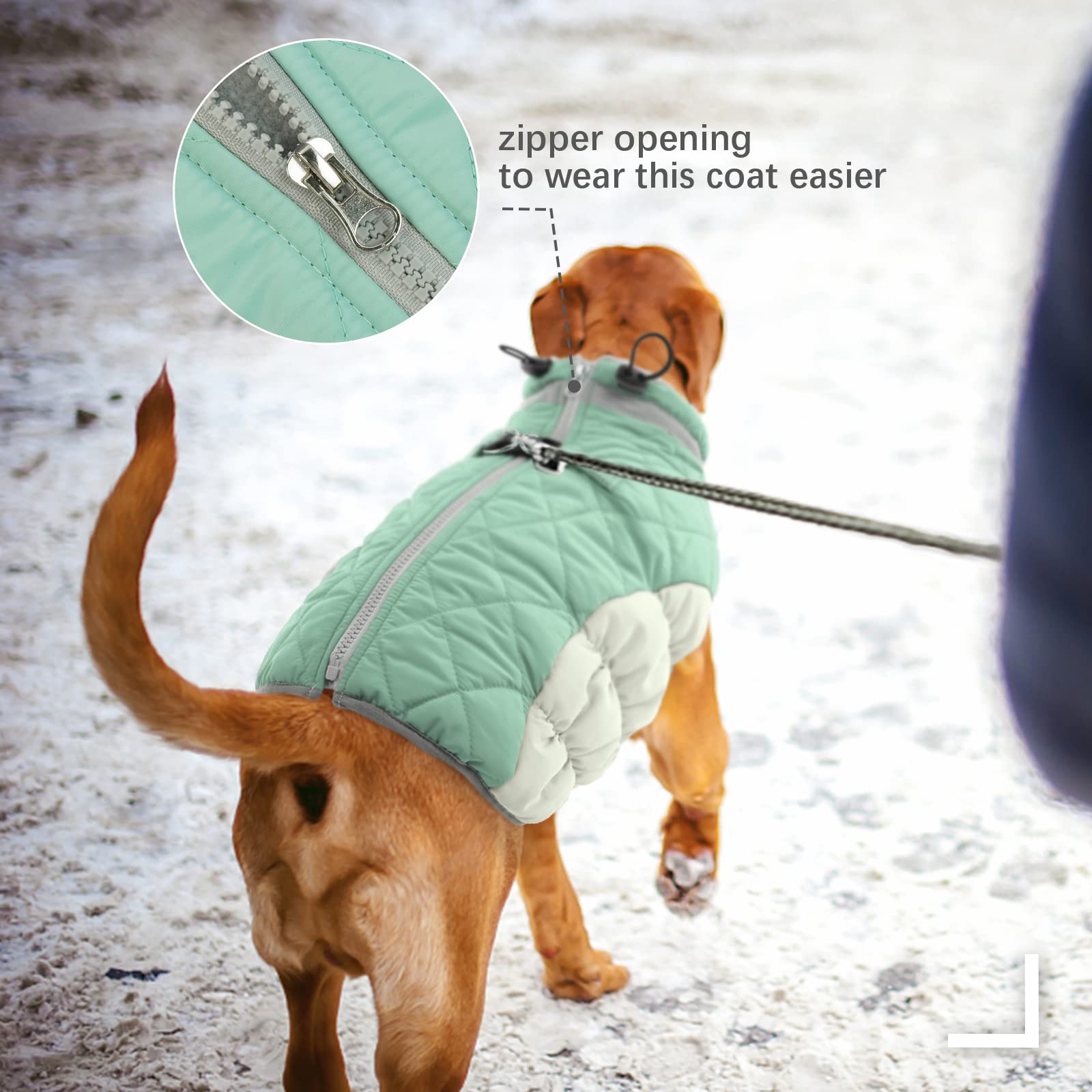 Fuamey Dog Winter Jacket,Dog Cold Weather Coats Paded Dog Vest With Harness Built In Pet Warm Clothes Dog Apparel With Back Zipp