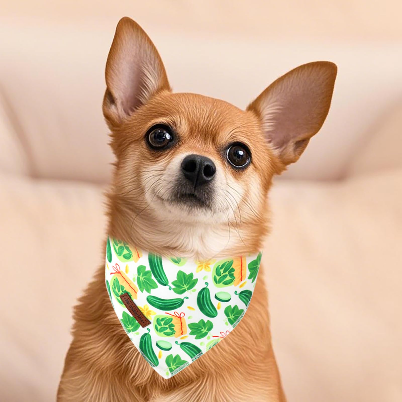 Mr.Chubbface Summer Dog Bandana, Pickle Cotton Bandana For Small Medium Large Dogs, Adjustable Pet Triangle Bibs Scarf