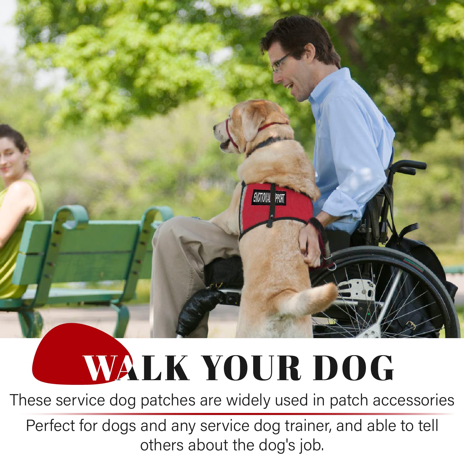 2Pack Removable Service Dog Patches, Black Vest Patch For In Training Dogs, Hook Backing Dog Harness Patches, Emotional Support-