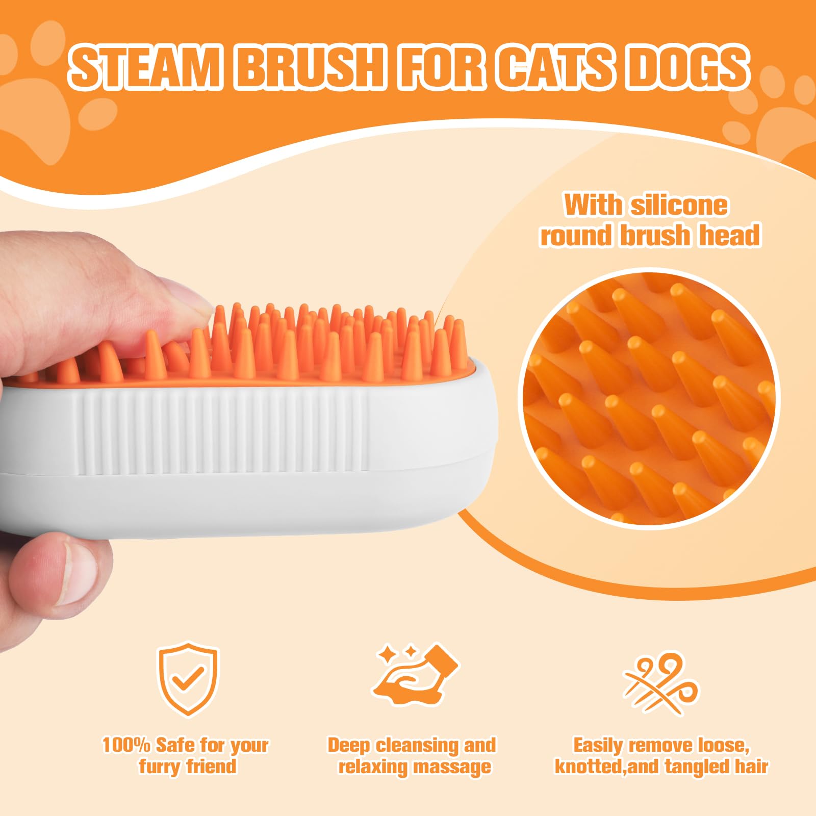Cat Steam Brush For Shedding,3 In1 Cats Water Spary Comb,Rechargeable Steamy Cat Brush,Spritz Defur Comb For Cats,Silicone Pets