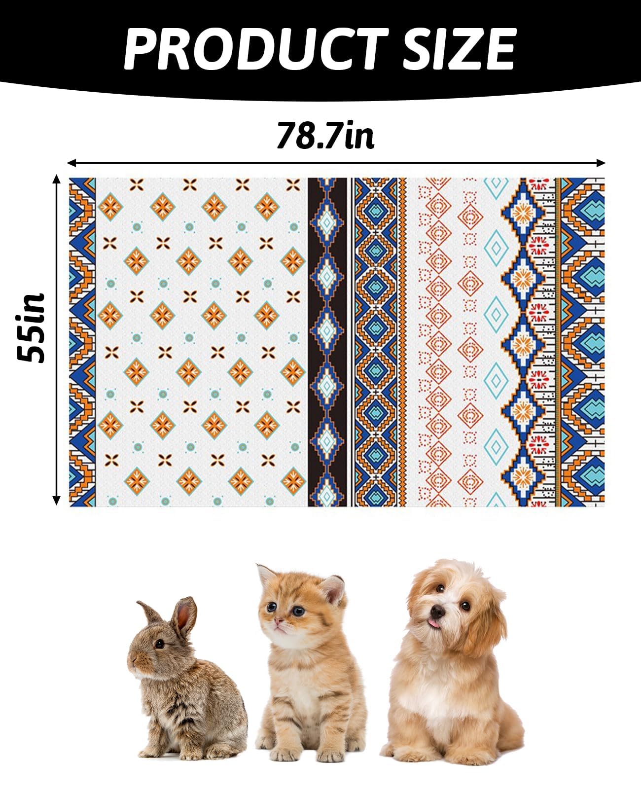 BNOSDM 79'' X 55'' Washable Bunny Cage Liners Large Rug for Rabbits Large Non Slip Pad for Bunnies, Rabbit Playpen Mat for Chinc
