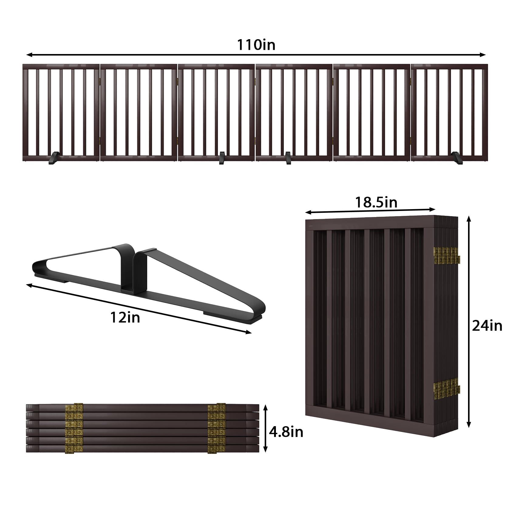 Mino Kesper Freestanding Pet Gate 55-110 Extre Wide, Foldable Dog Gate for The Doorways House, Pet Gates for Dogs, Doogie Puppy