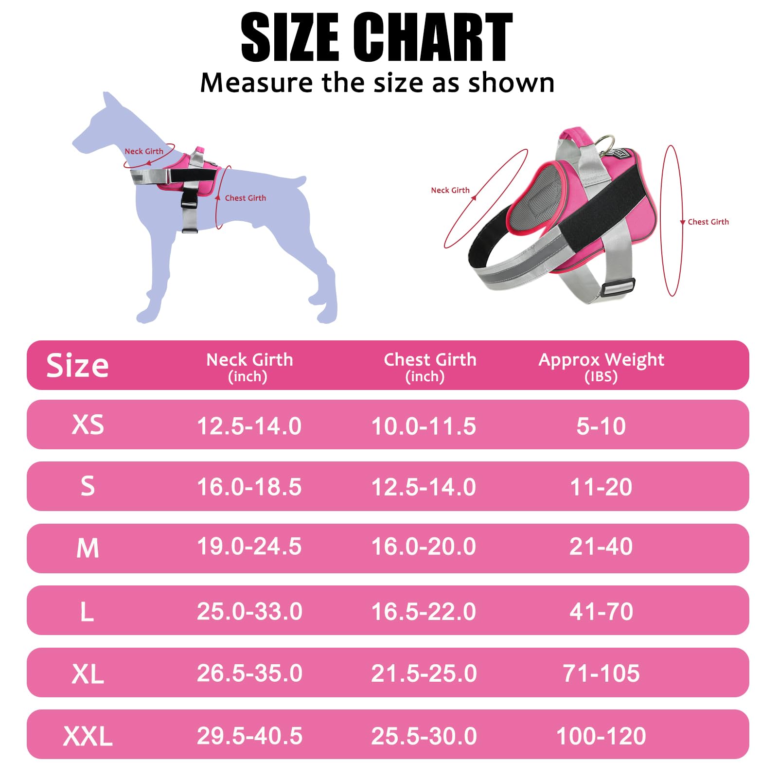 Bolux Dog Harness, No-Pull Reflective Dog Vest, Breathable Adjustable Pet Harness With Handle For Outdoor Walking - No More Pulling, Tugging Or Choking (Fuchsia, X-Small (Pack Of 1))