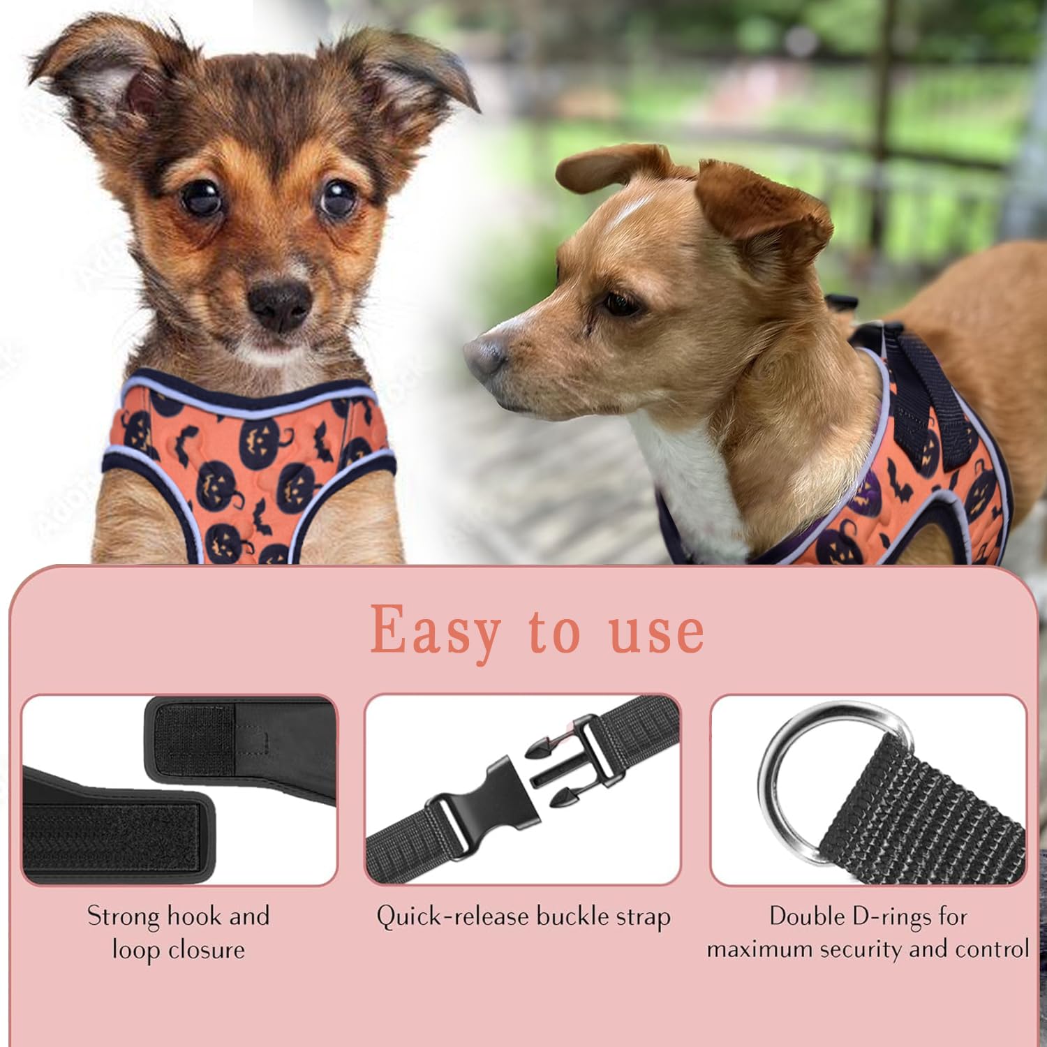 Comfort Fit Step-In Halloween Dog & Puppy Harness - Comfortable All Weather Dog Vest Harness: Adjustable, Soft Padded, Easy To P