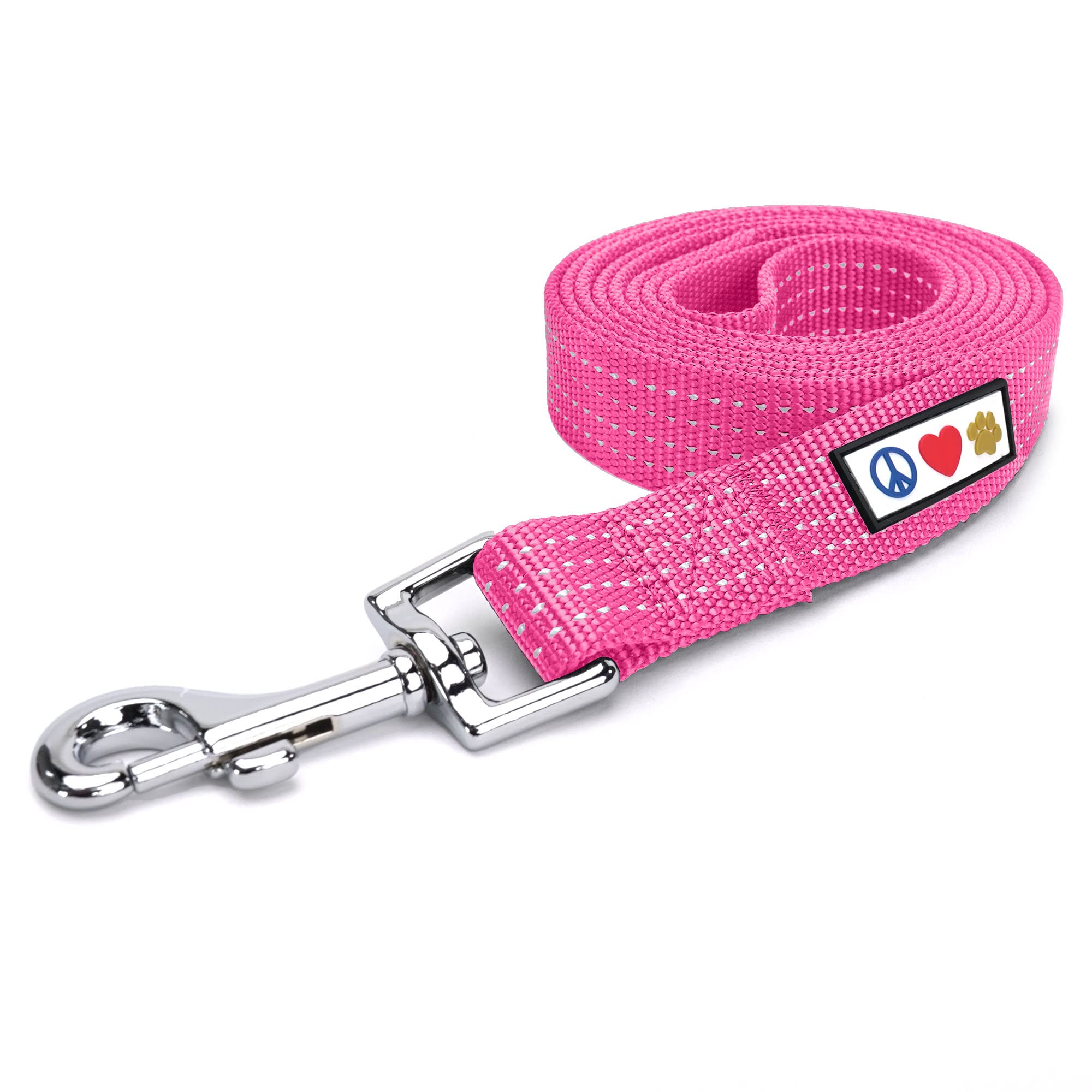 Pawtitas 6 Ft Dog Leash - Comfortable Handle, Highly Reflective Threads, Heavy Duty Training Leash (Medium 6 Ft)
