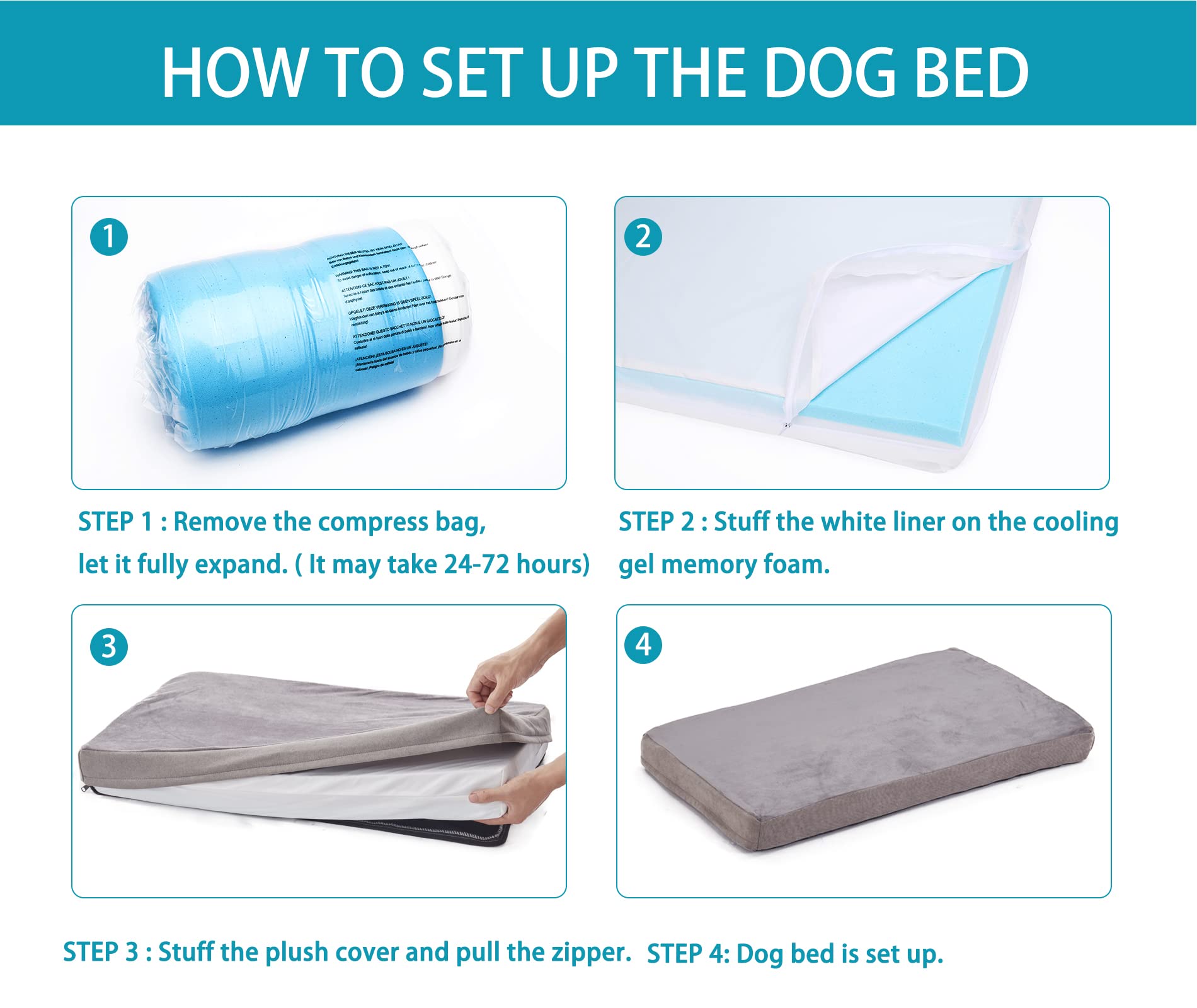 Gohoo Pet Orthopedic Memory Foam Dog Bed, Cooling Dog Beds For Extra Large Dogs -Waterproof Pet Bed For Crate With Removable Was