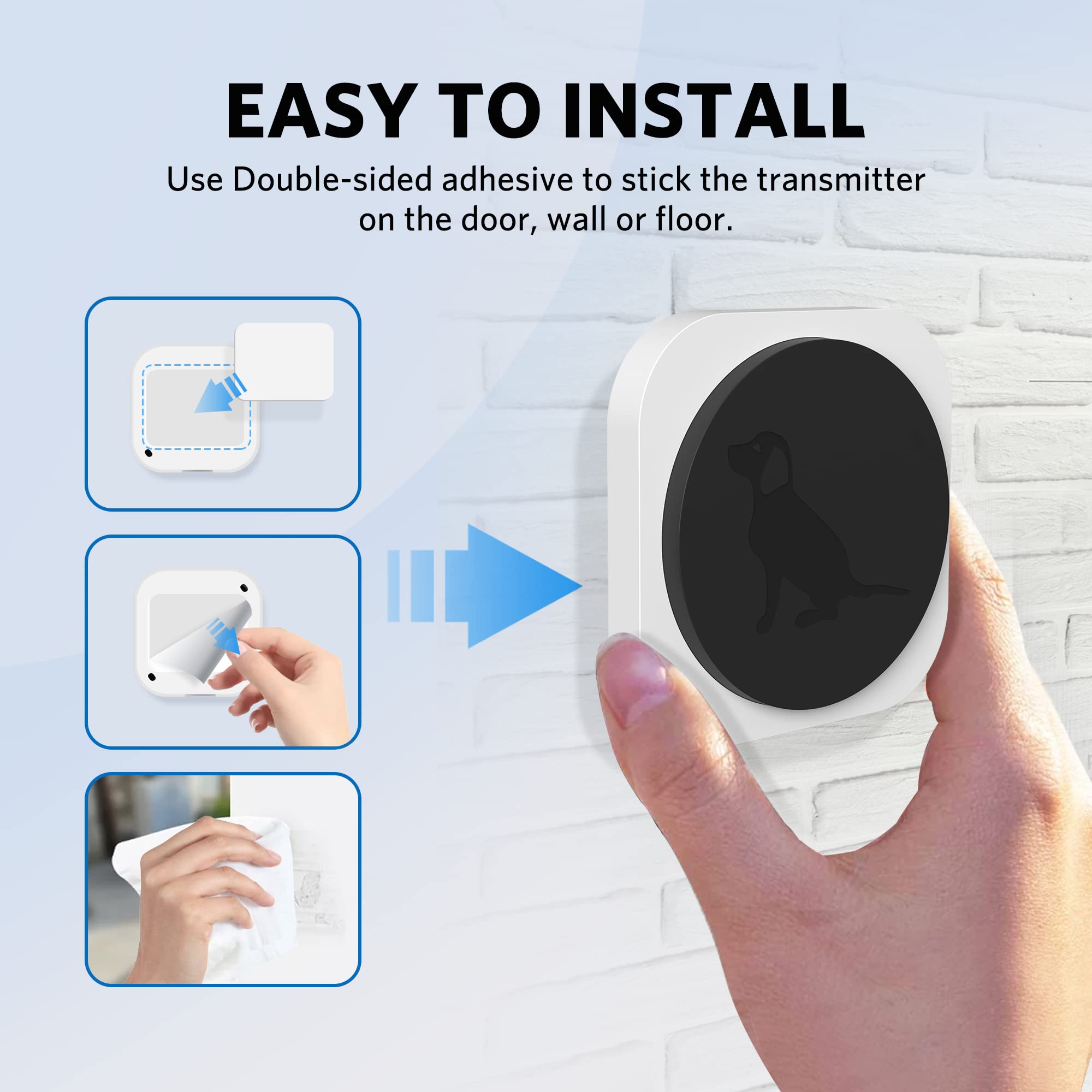 Hathever Dog Bell For Door Potty Training, Wireless Doggie Door Bell Operating At 1000 Feet With Chew Resistant Ip65 Waterproof Touch Button, 4 Notification Modes