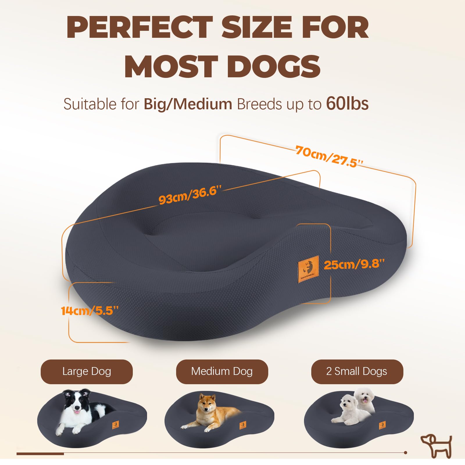 ESCRODOI Orthopedic Dog Beds for Large/Medium Dogs, 9 Thick Pure Memory Foam Dog Bed with Removable Washable Cover, Waterproof