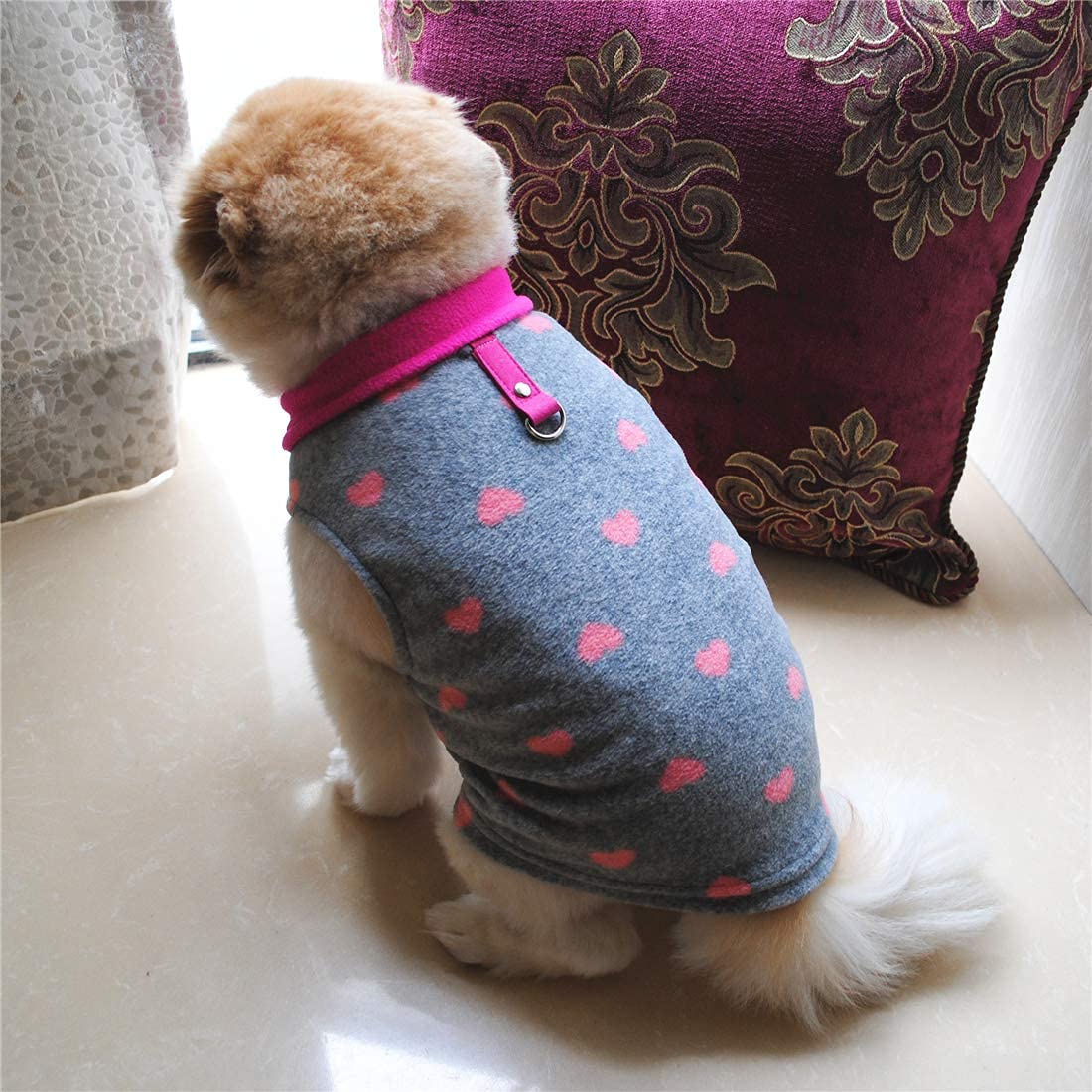 Pixriy Dog Sweater, Soft Fleece Vest With Leash Ring Pullover Jacket Winter Pet Dog Clothes For Puppy Small Dog Cat Teddy Chihuahua Yorkshire For Christmas (3Xl, Grey Heart)