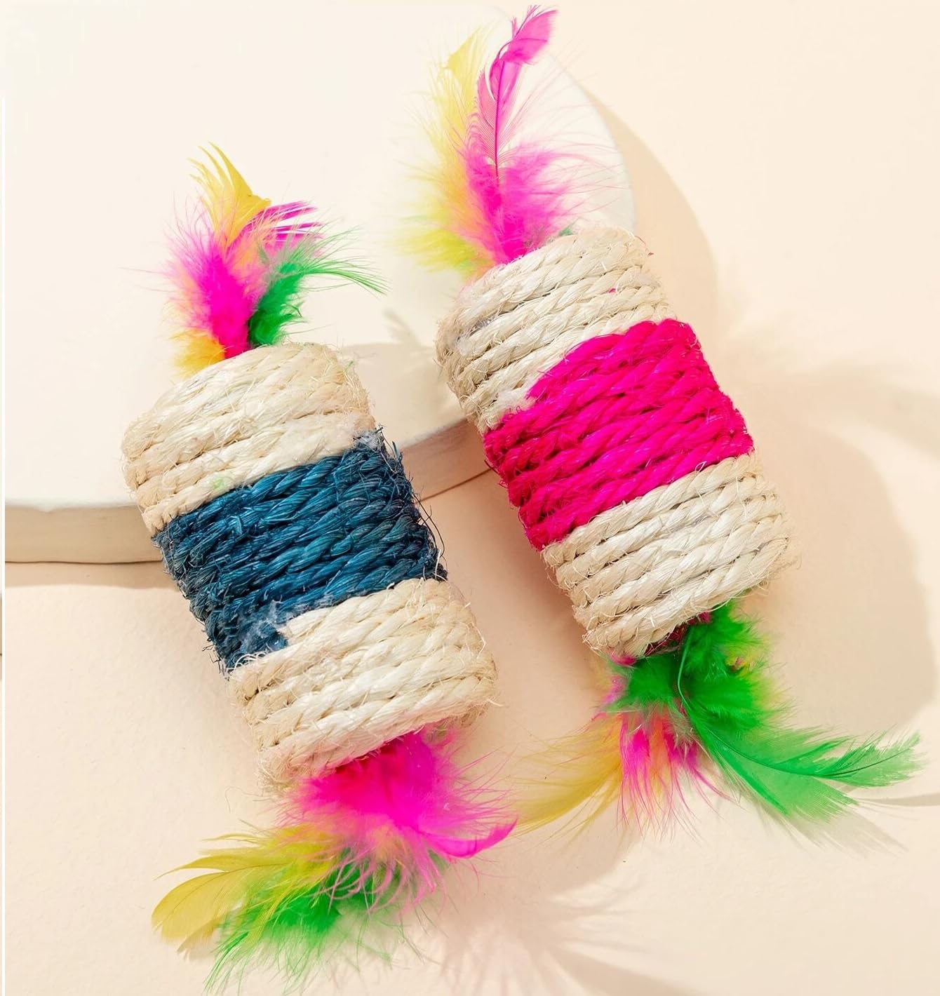 The Dds Store 2 Pieces Cat Toy Ball Cat Sisal Ball Interactive Cat Ball Cat Rolling Ball Scratch Cat Toy (Random Color)