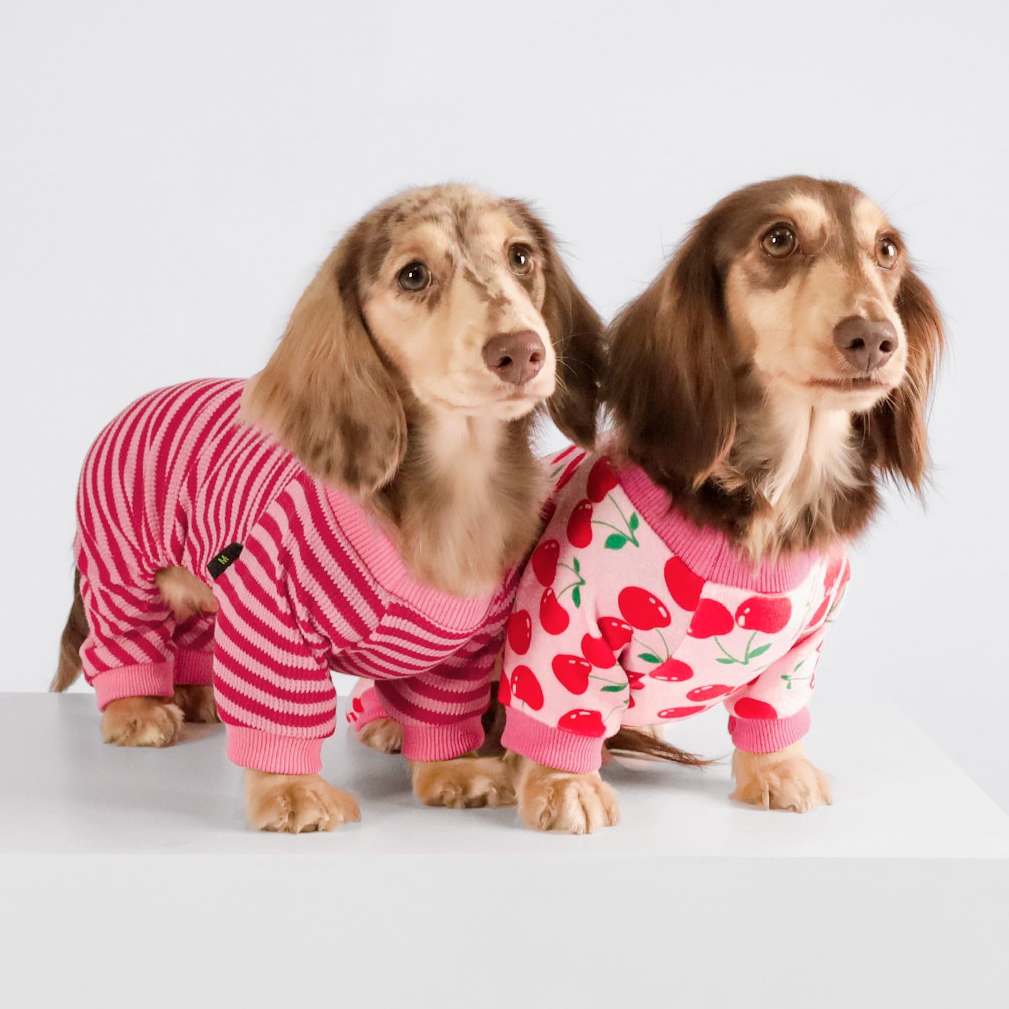 Fitwarm Cute Cherry Dog Pajamas, Warm Dog Onesie With Feet, Dog Clothes For Small Dogs Girl, Fleece Pet Outfit, Pink, Red, Xl