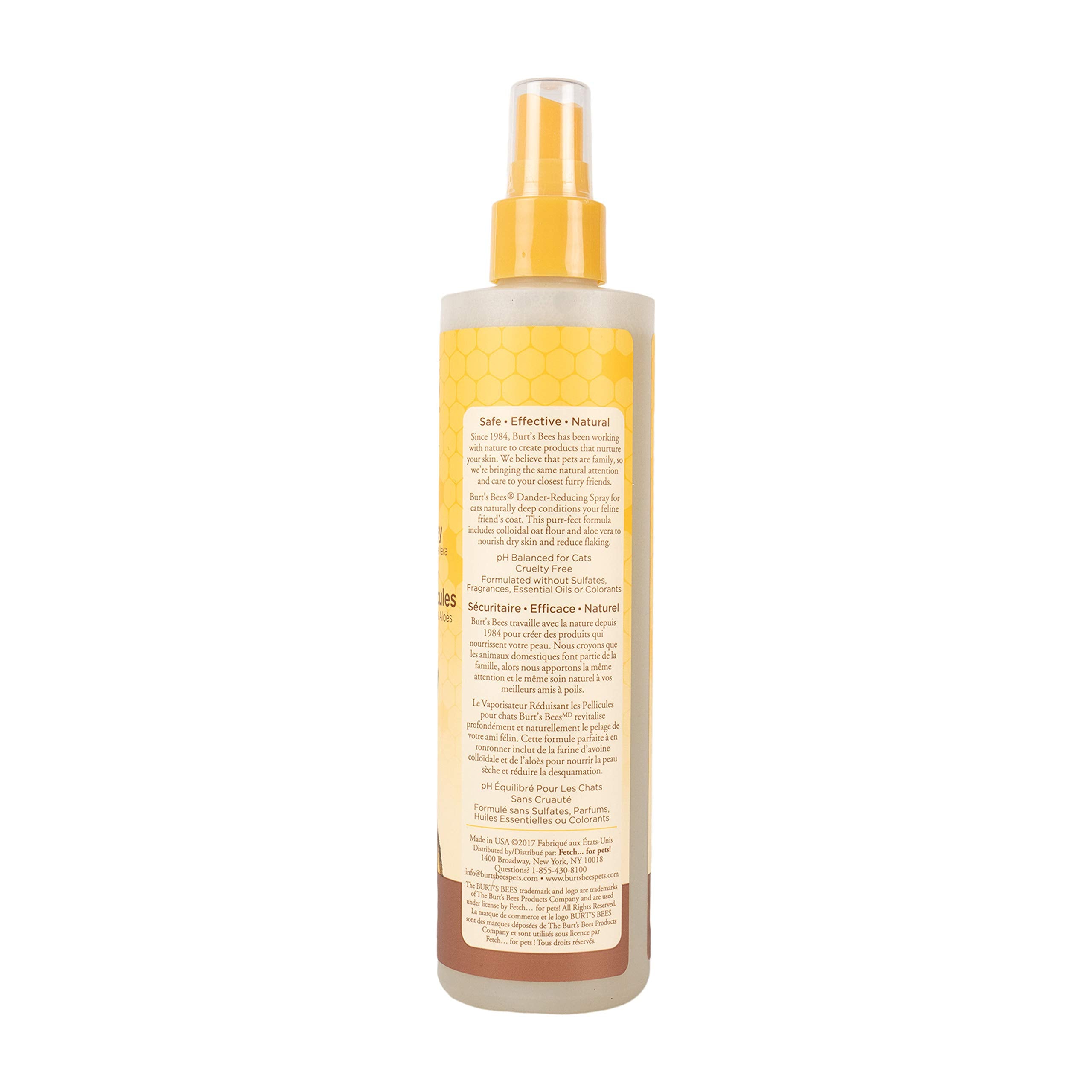 Burt'S Bees For Pets Cat Natural Dander Reducing Spray With Soothing Colloidal Oat Flour & Aloe Vera | Cruelty Free, Sulfate & Paraben Free, Ph Balanced For Cats - Made In Usa, 10 Oz Bottle