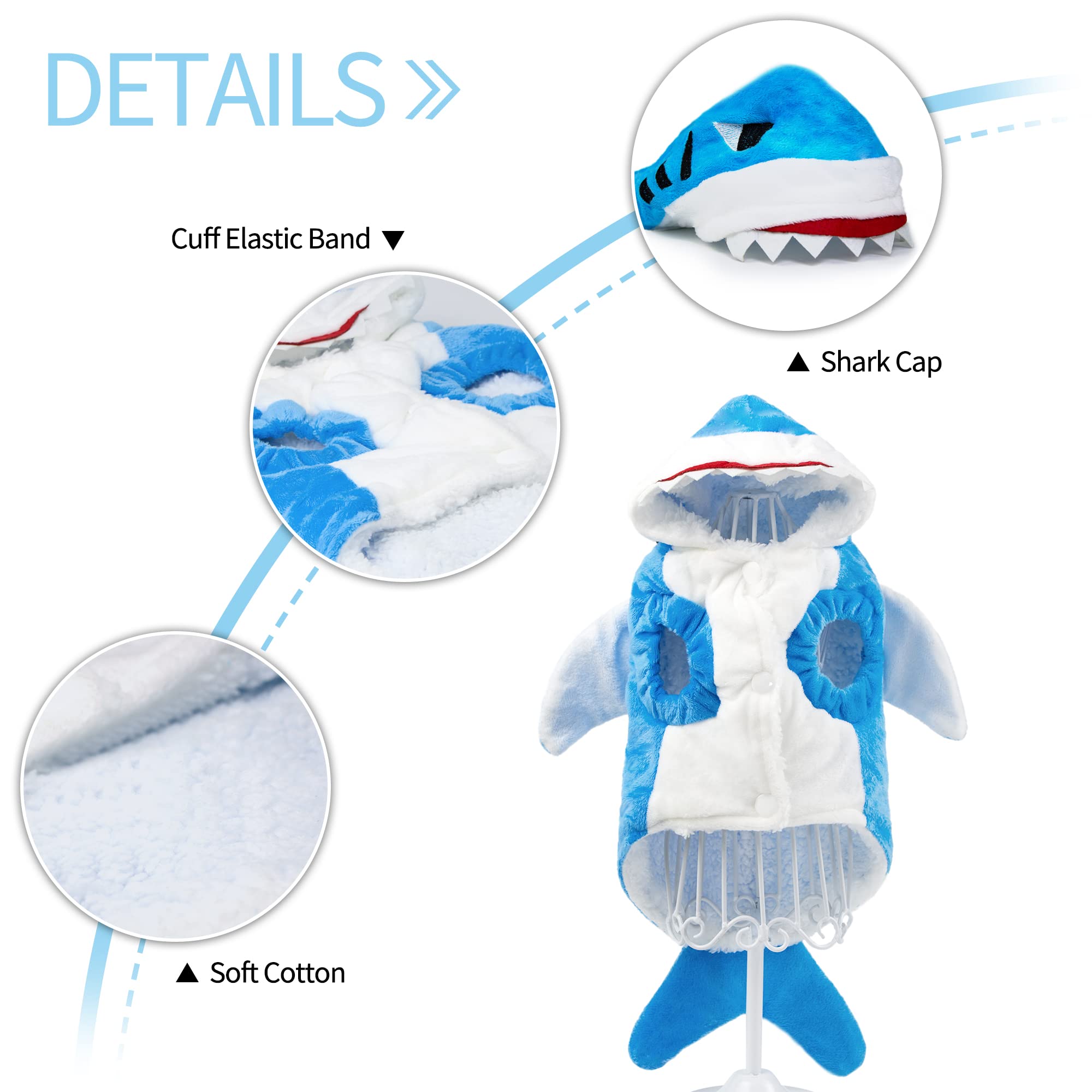 Nacoco Pet Shark Costume Clothes, Cute Christmas Dog Apparel Outfit For Large Dogs, Fall And Winter (Blue, 4Xl)