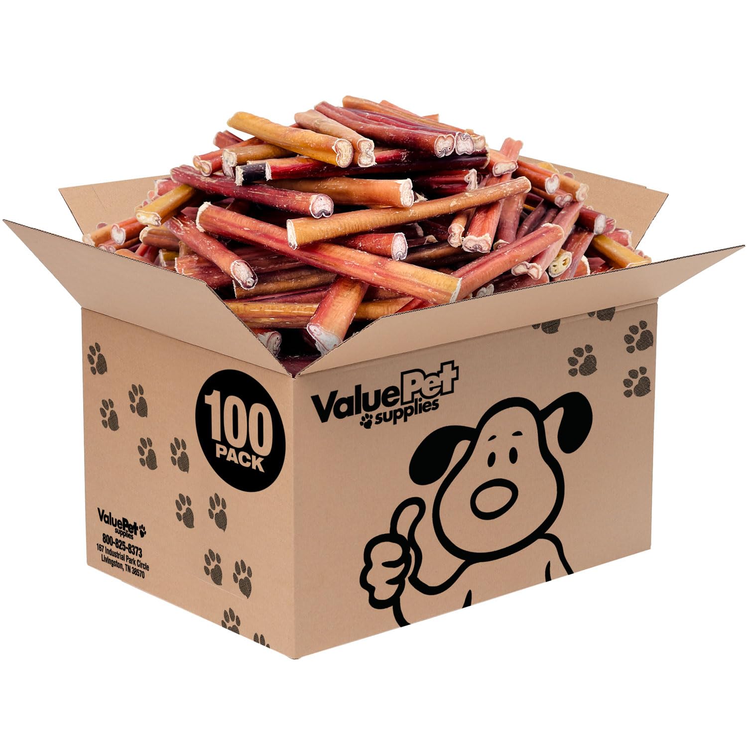 ValueBull Bully Sticks for Dogs, Medium 6 Inch, 100 Count Bulk Pack - All Natural Dog Treats, 100% Beef Pizzles, Single Ingredie
