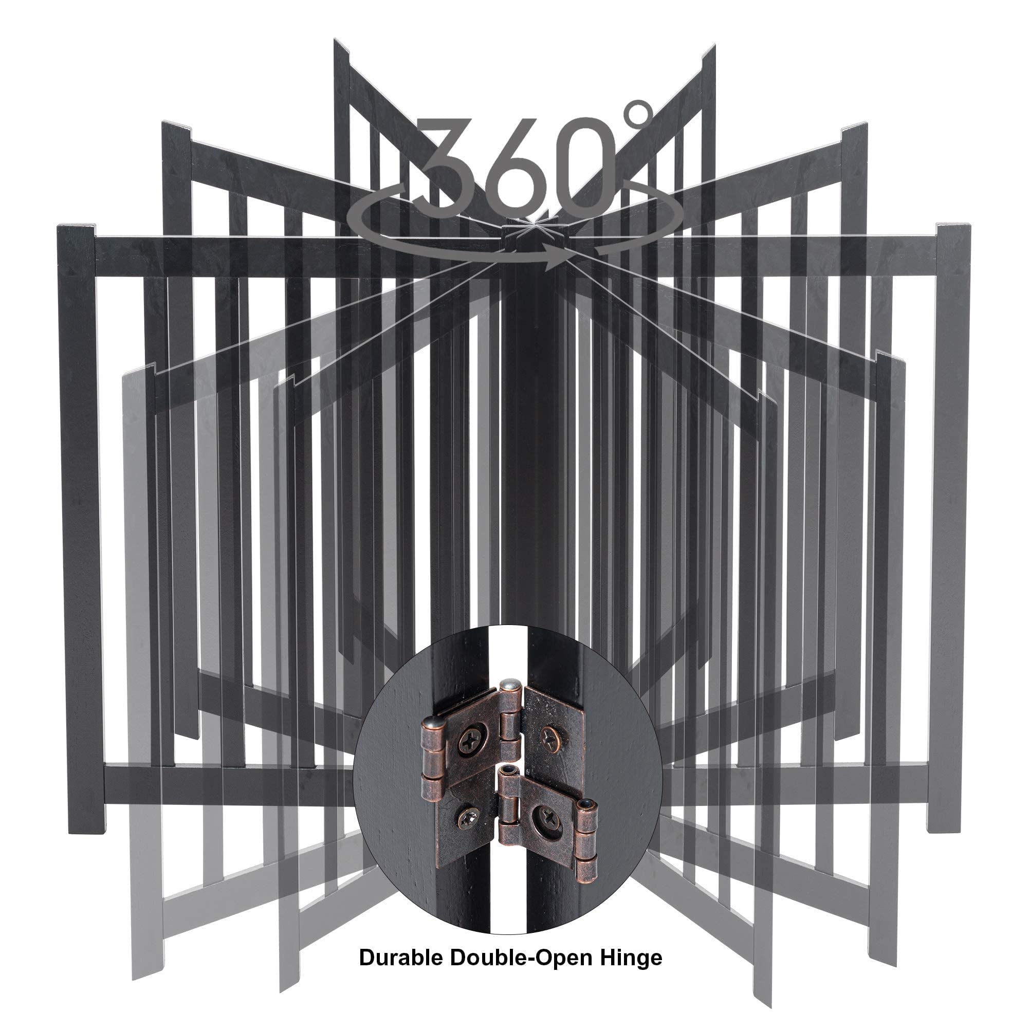 Lzrs 2-Panel Freestanding Adjustable Wooden Dog Gate ?Sturdy, Foldable Natural Solid Hardwood Pet Barrier With Stylish Design For Small Dogs And Narrow Spaces, Black