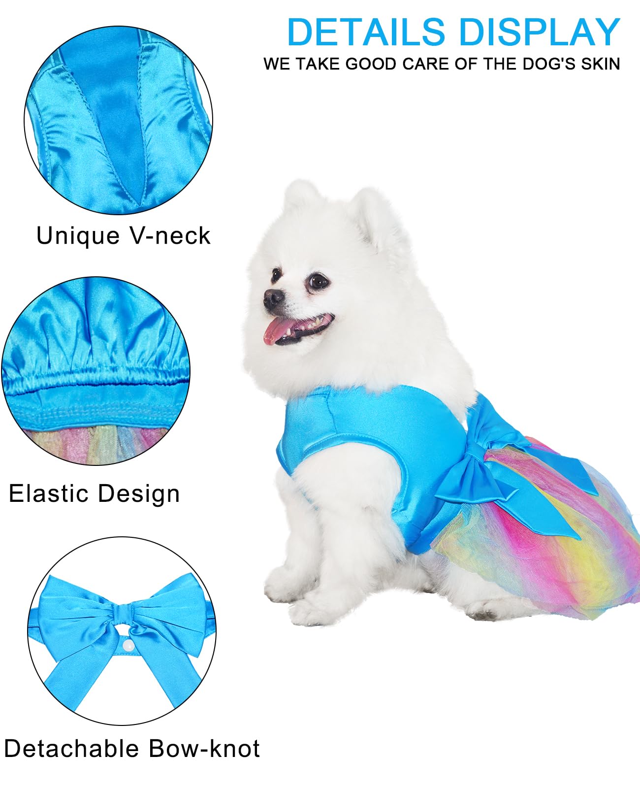Topkins Dog Dress - Silk Tulle Fashion Holiday Dress With Bow, Lace Pet Birthday Party Outfit Tutu For Small Dogs, Fancy Puppy C