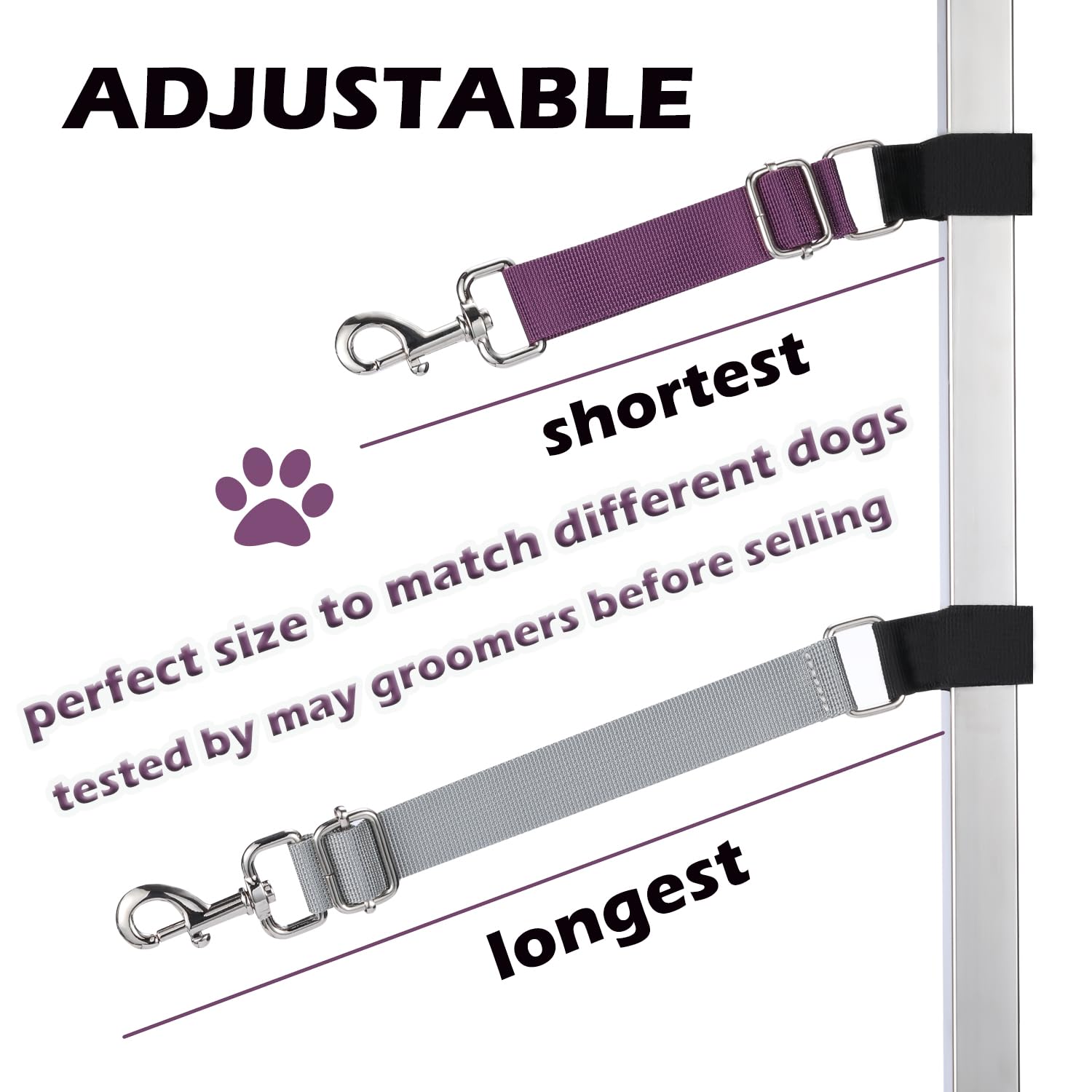 Fursdoly Pet Dog Grooming Arm Accessories - Dogs Loop Pets Grooming Loops Extension Straps 2 Pcs Adjustable Secure And Stable Lo