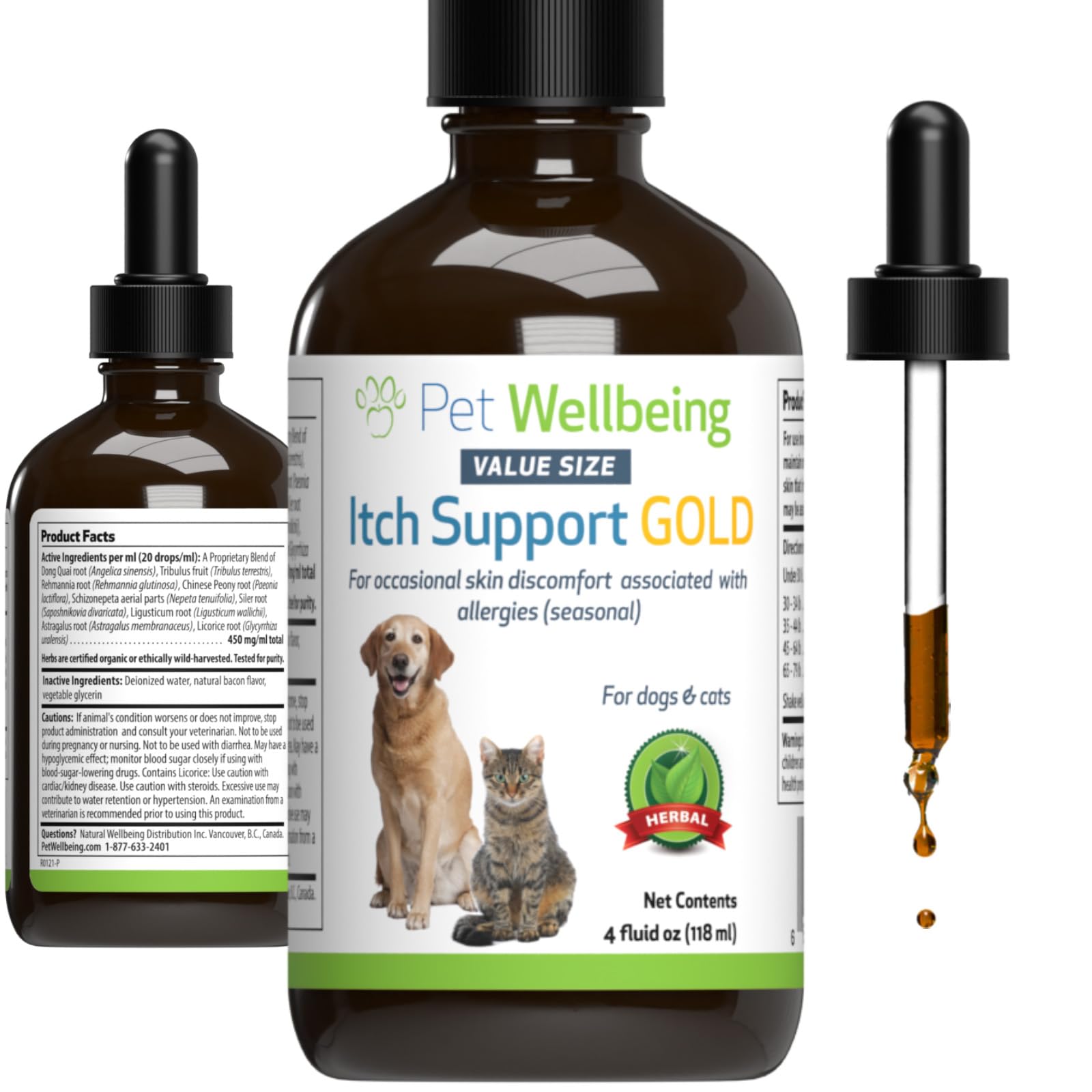 Pet Wellbeing Itch Support Gold for Dogs - Occasional Itching, Scratching, and Hot Spots, Environmental and Seasonal Allergies -